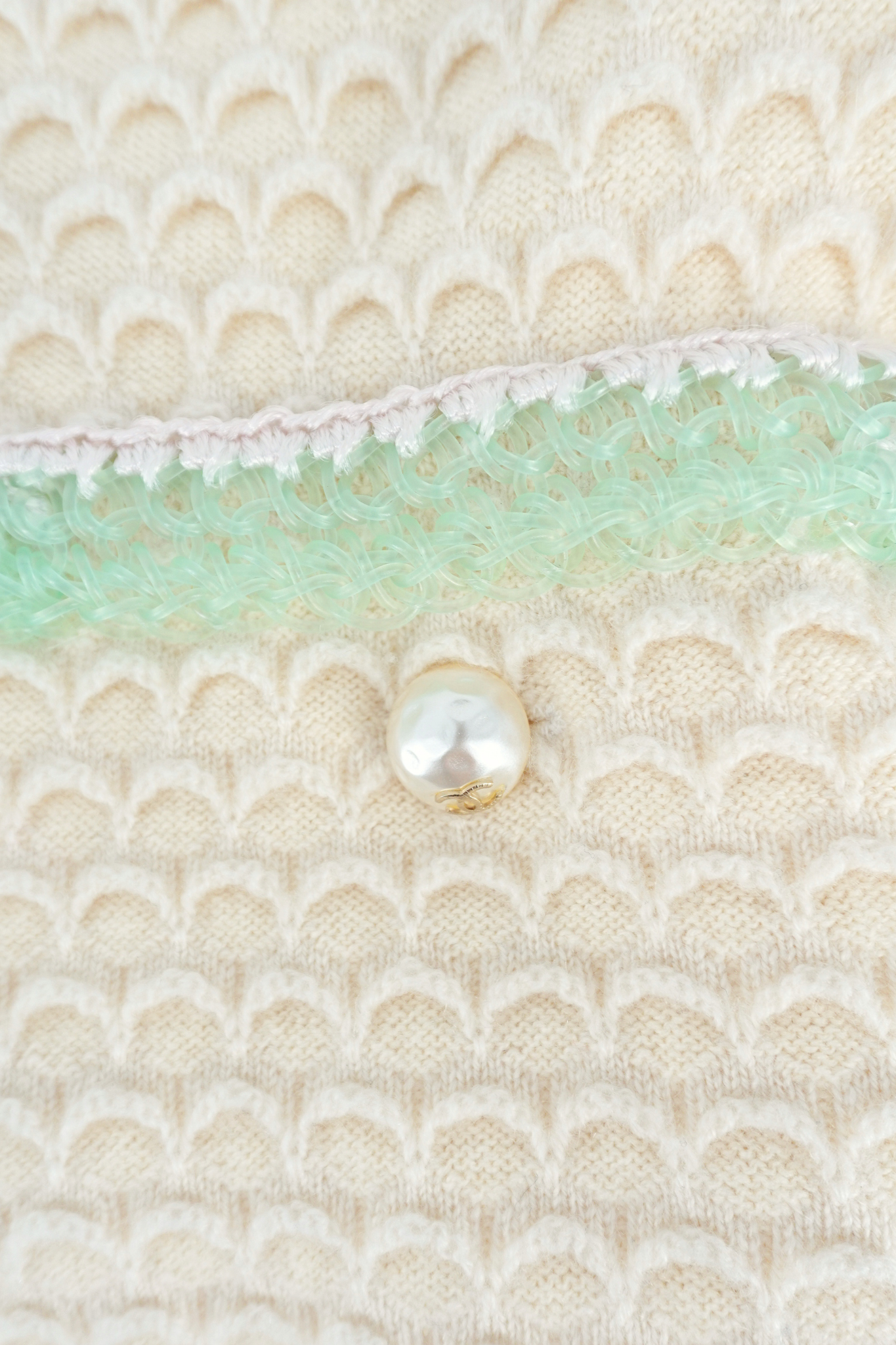 Chanel Knit Cream & Green Jacket (FR 36)