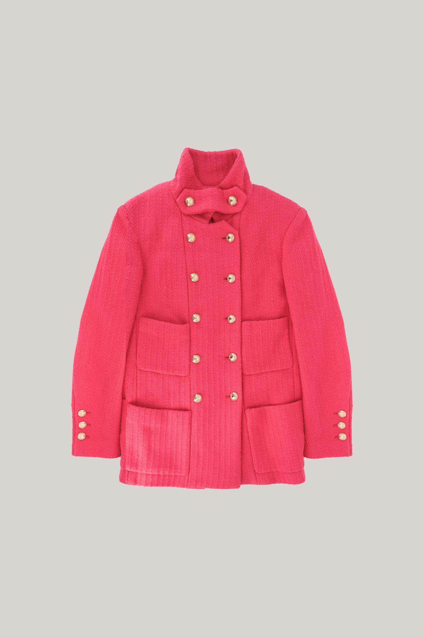 2020 Chanel Pink Tweed Double-Breasted Coat