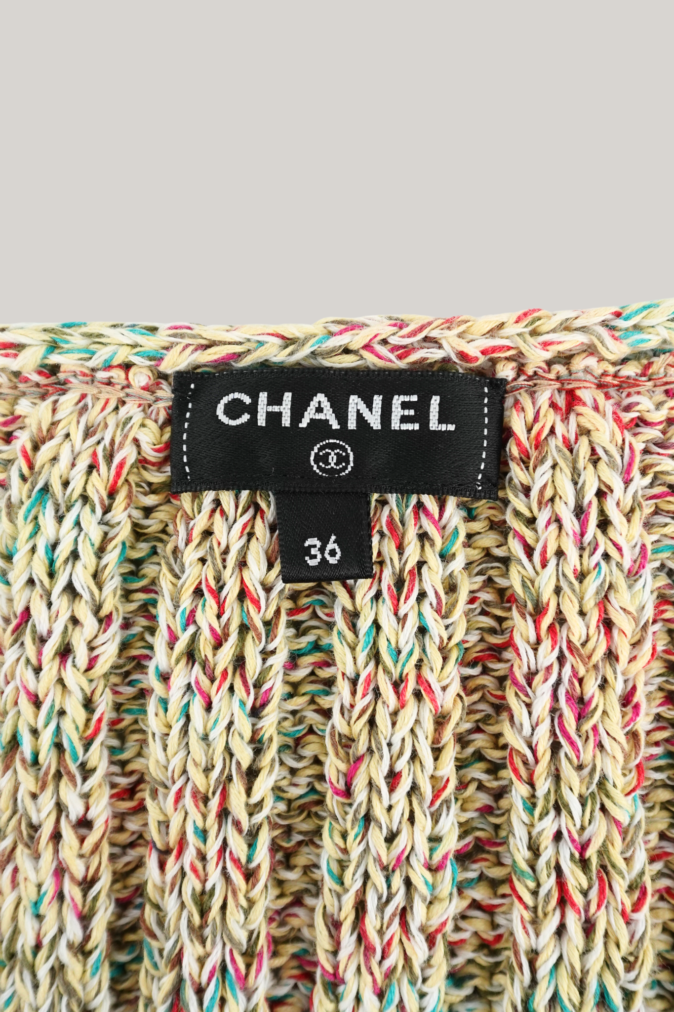 2017 Chanel Cream Multicolor Knit Cardigan (FR 36)