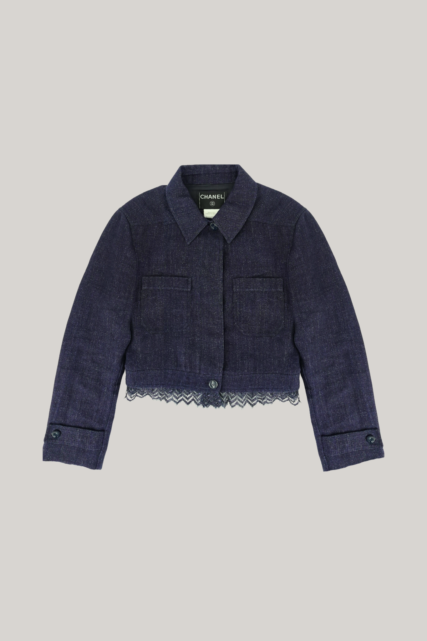 2001 Spring Chanel Denim Lace Jacket (FR 38)