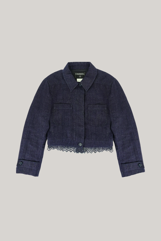 2001 Spring Chanel Denim Lace Jacket (FR 38)