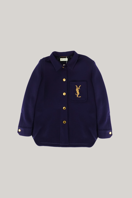 Yves Saint Laurent Logo Pocket Wool-Bend Shirt Jacket (34)
