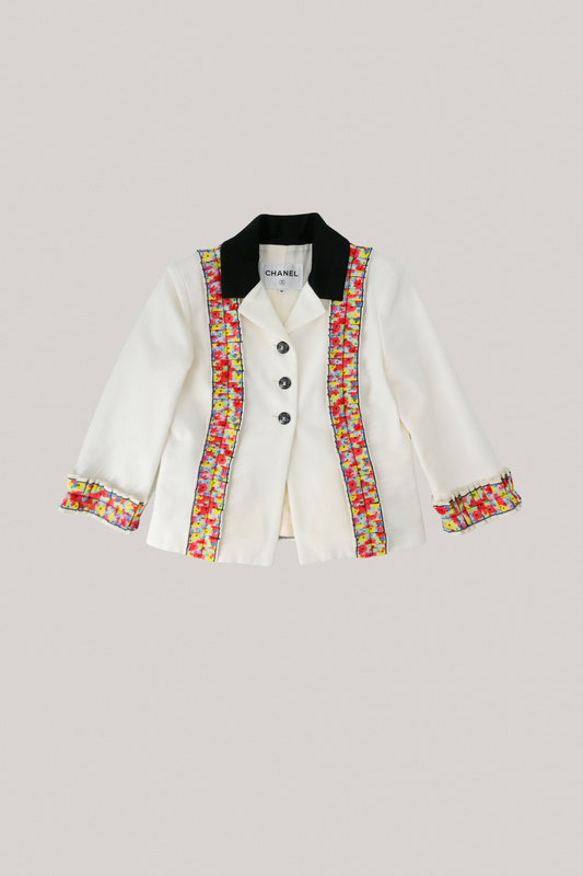 2016 Chanel Ruffle White Jacket