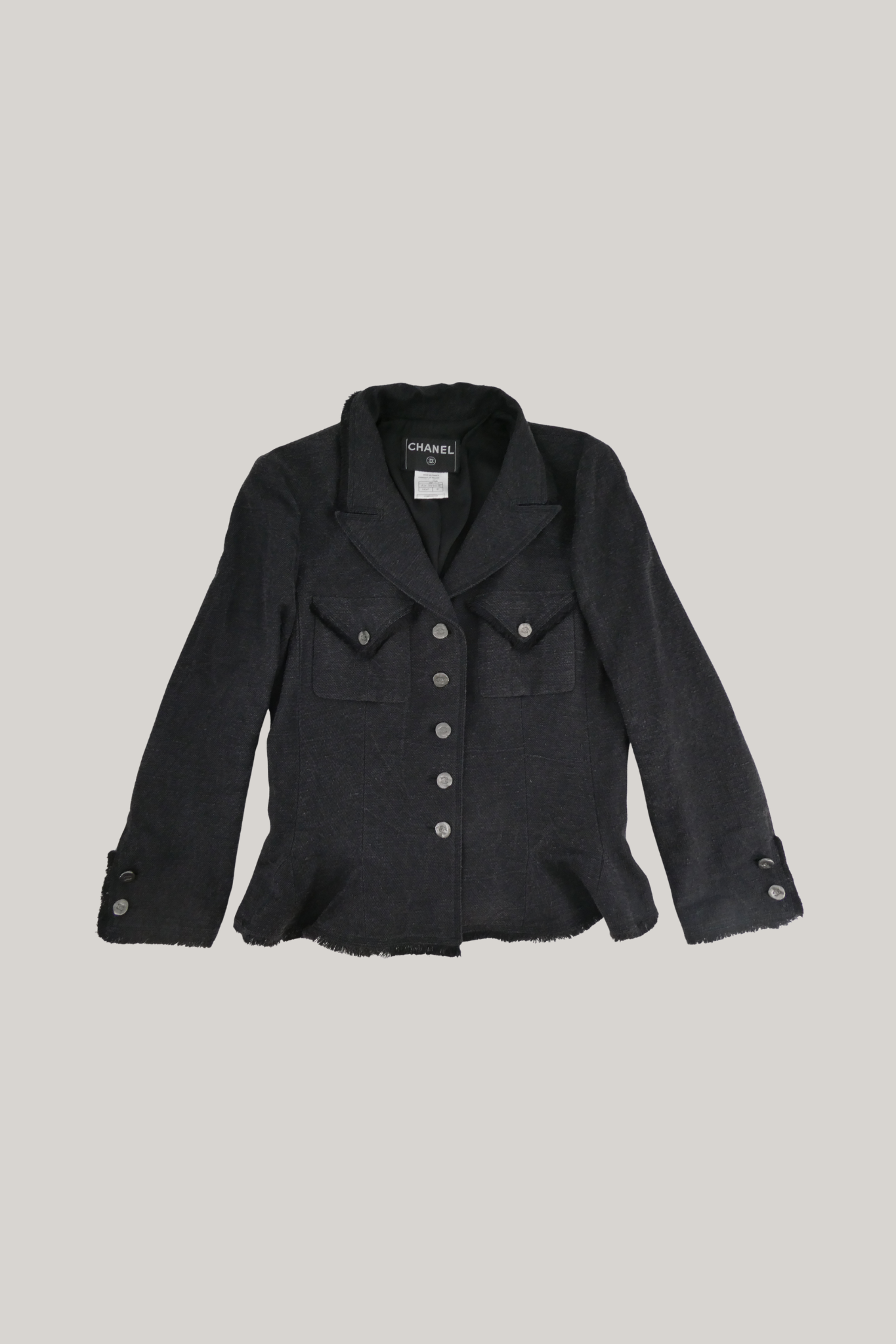 2006 Spring Chanel Black Denim Blazer (FR 40)
