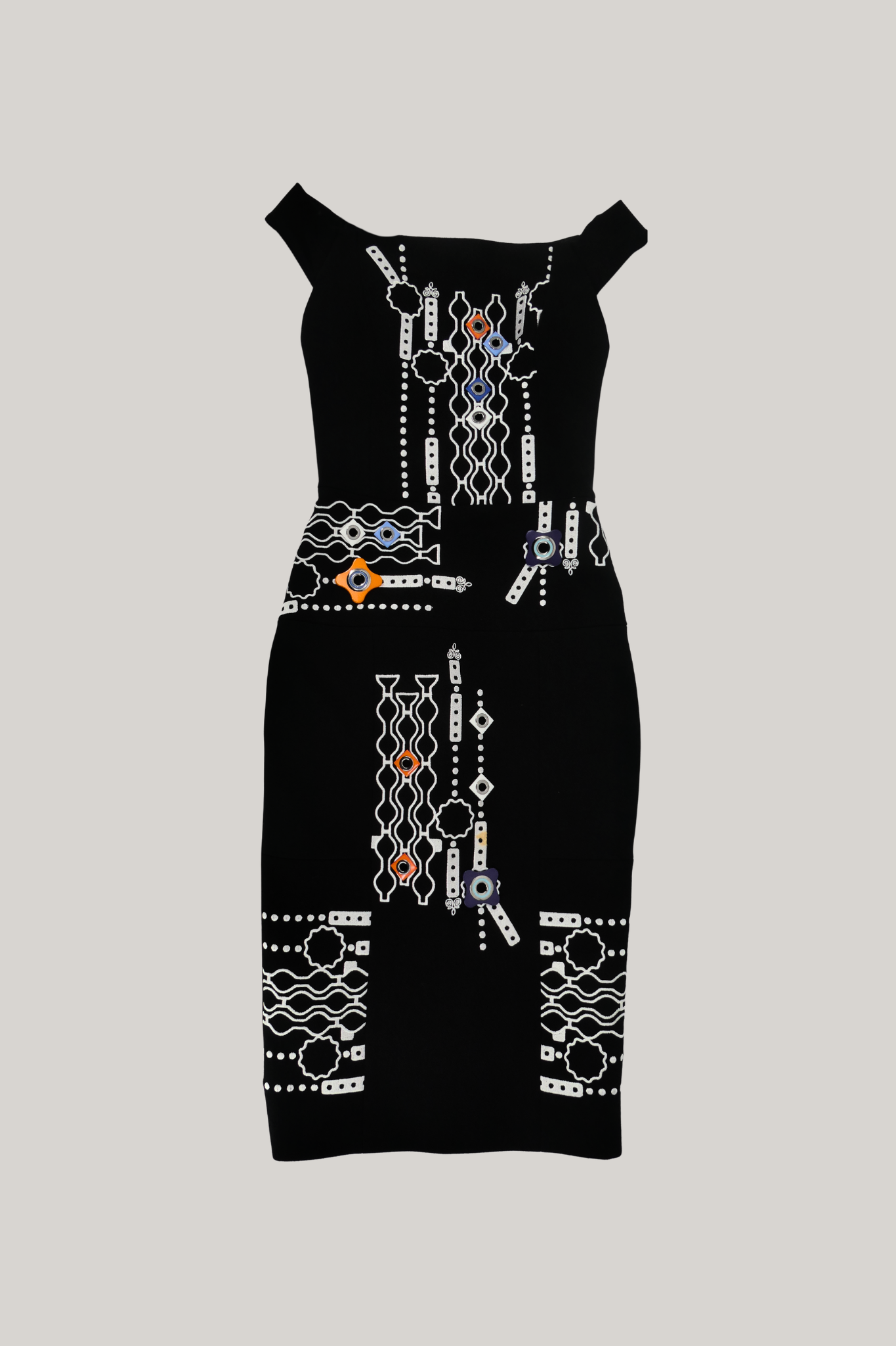 Peter Pilotto Black Graphic Orange Blue Dress