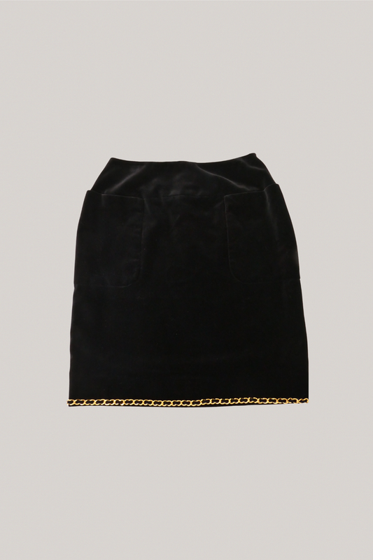 1990 Vintage Chanel Black Velvet Skirt