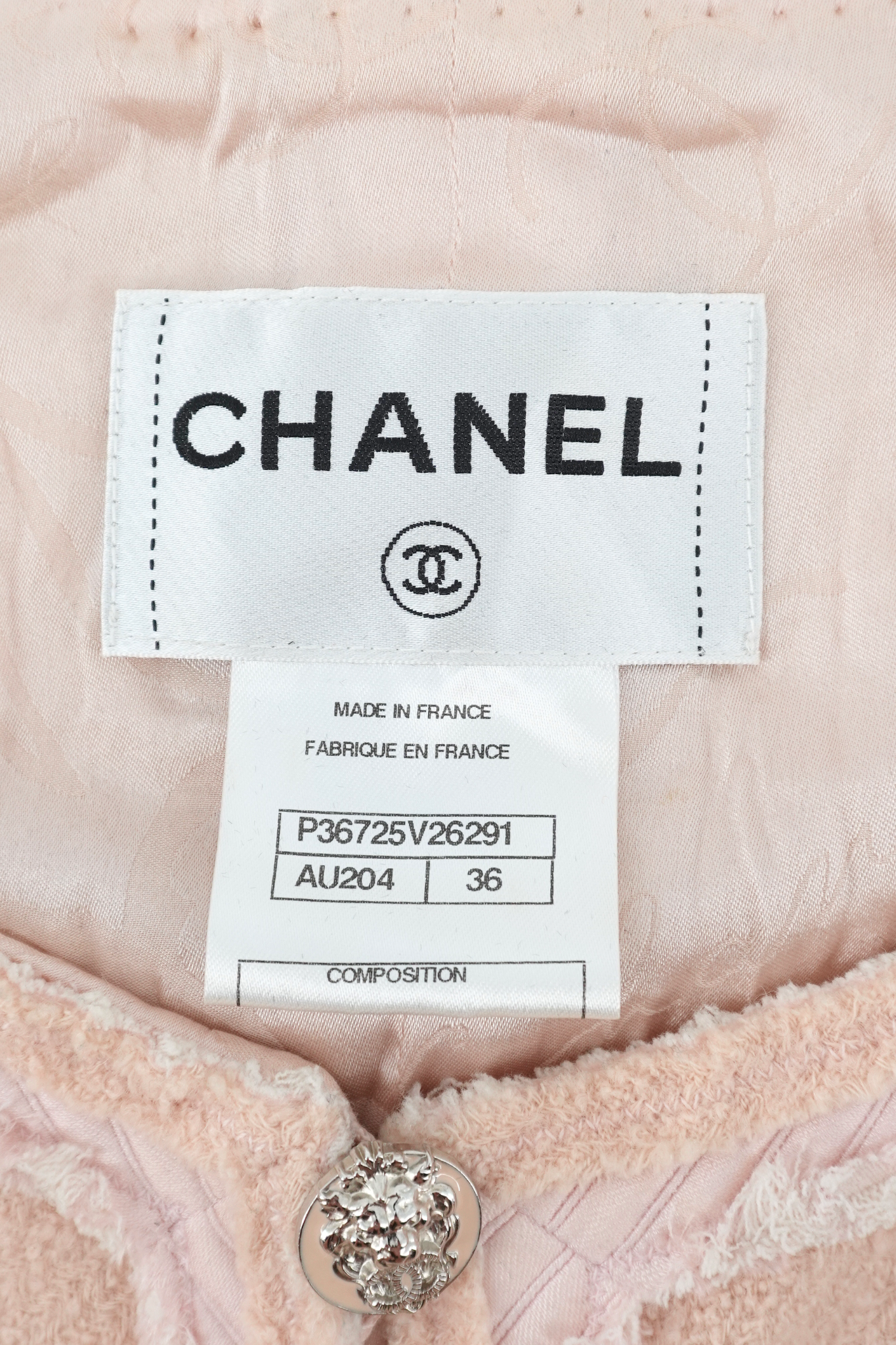 Chanel Light Peach Bouclé Tweed Jacket
