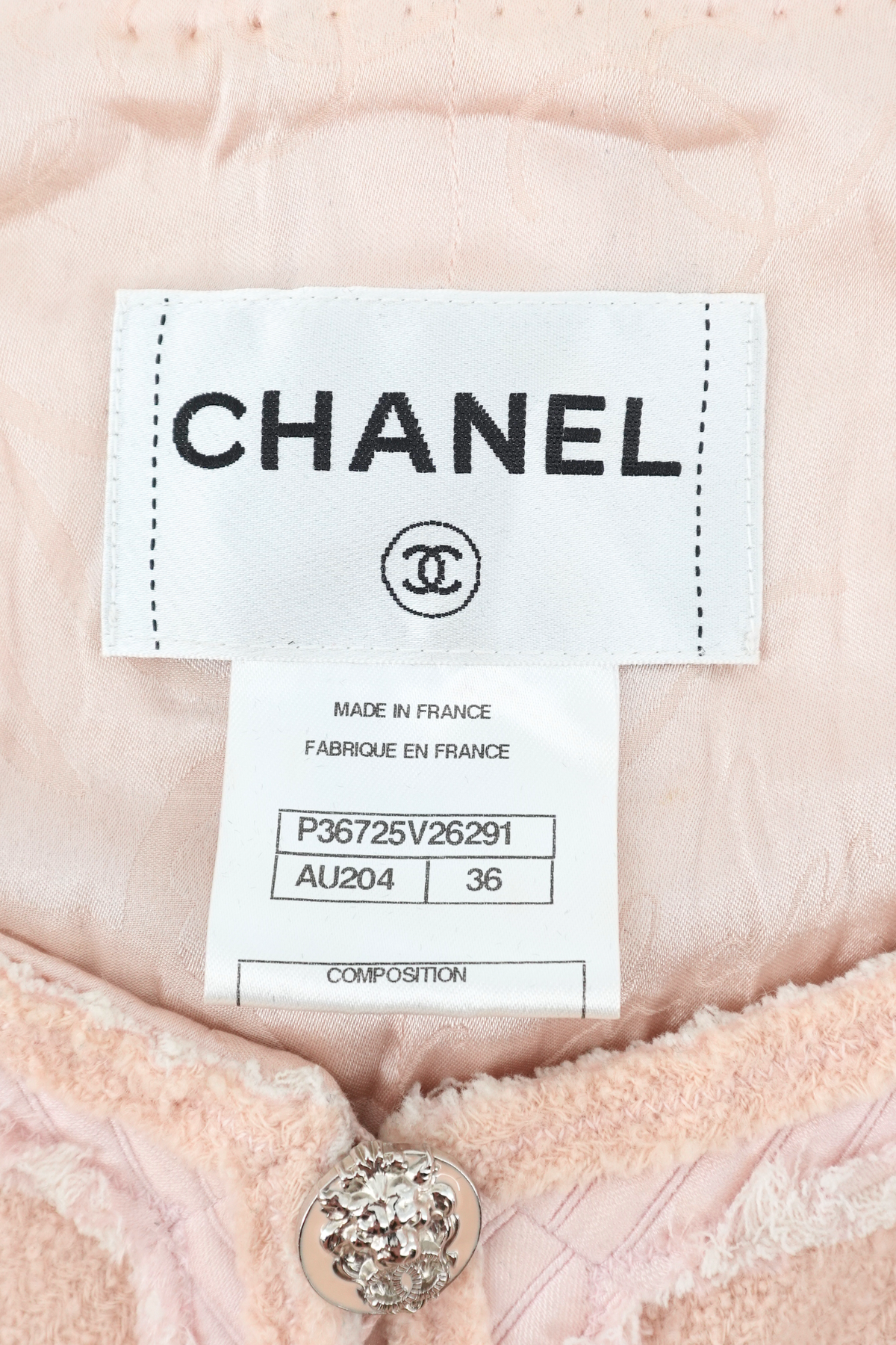 Chanel Light Peach Bouclé Tweed Jacket