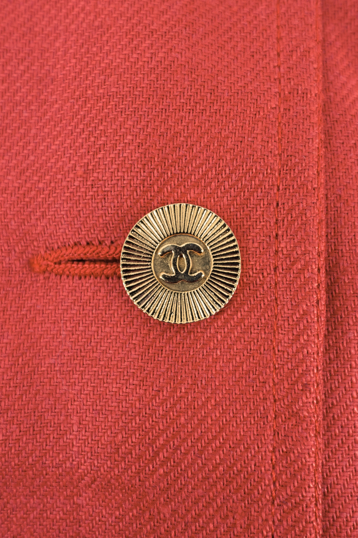 Vintage Chanel Red Linen Blazer