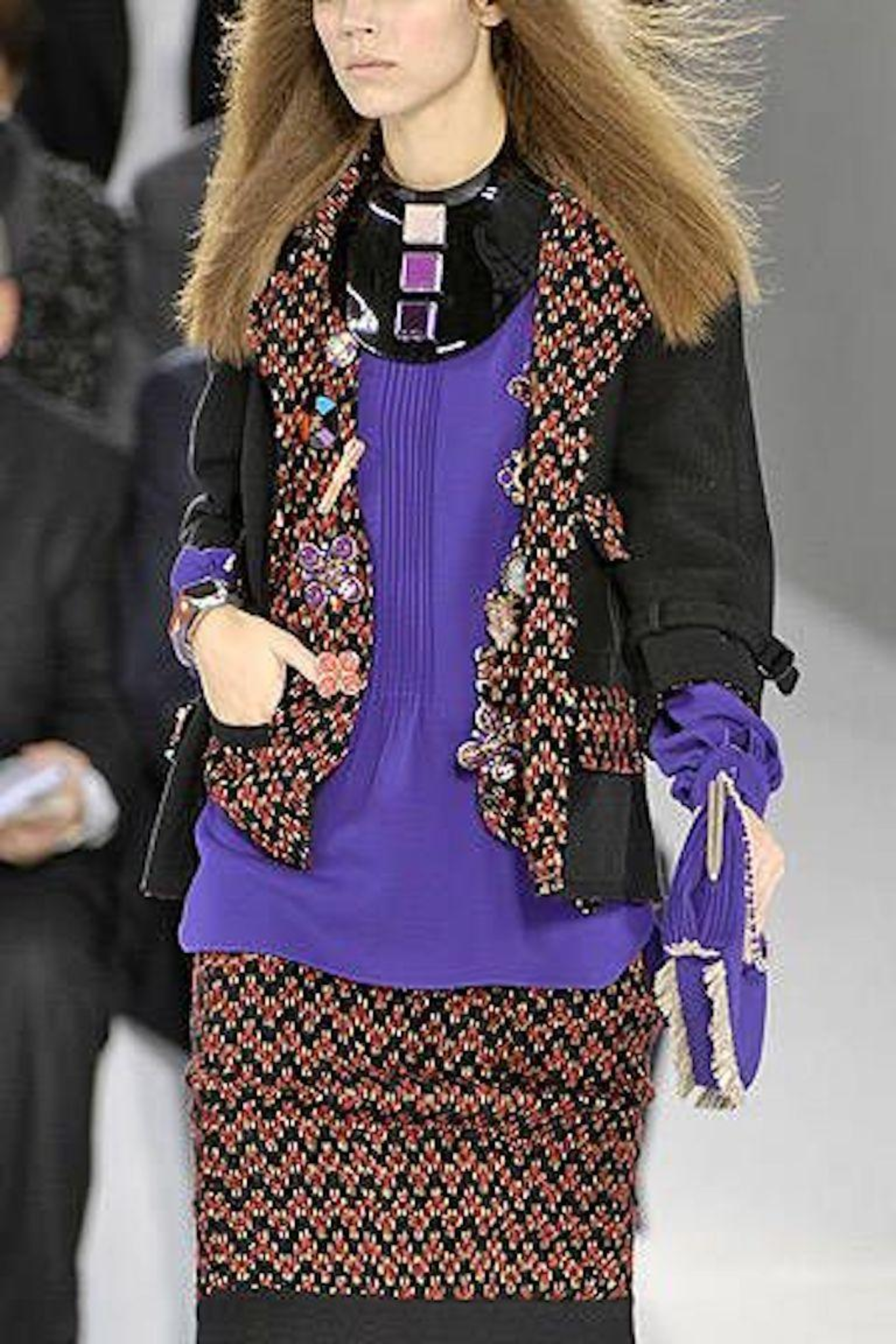 2007 Chanel Black Red Wool Jacket (FR 36)