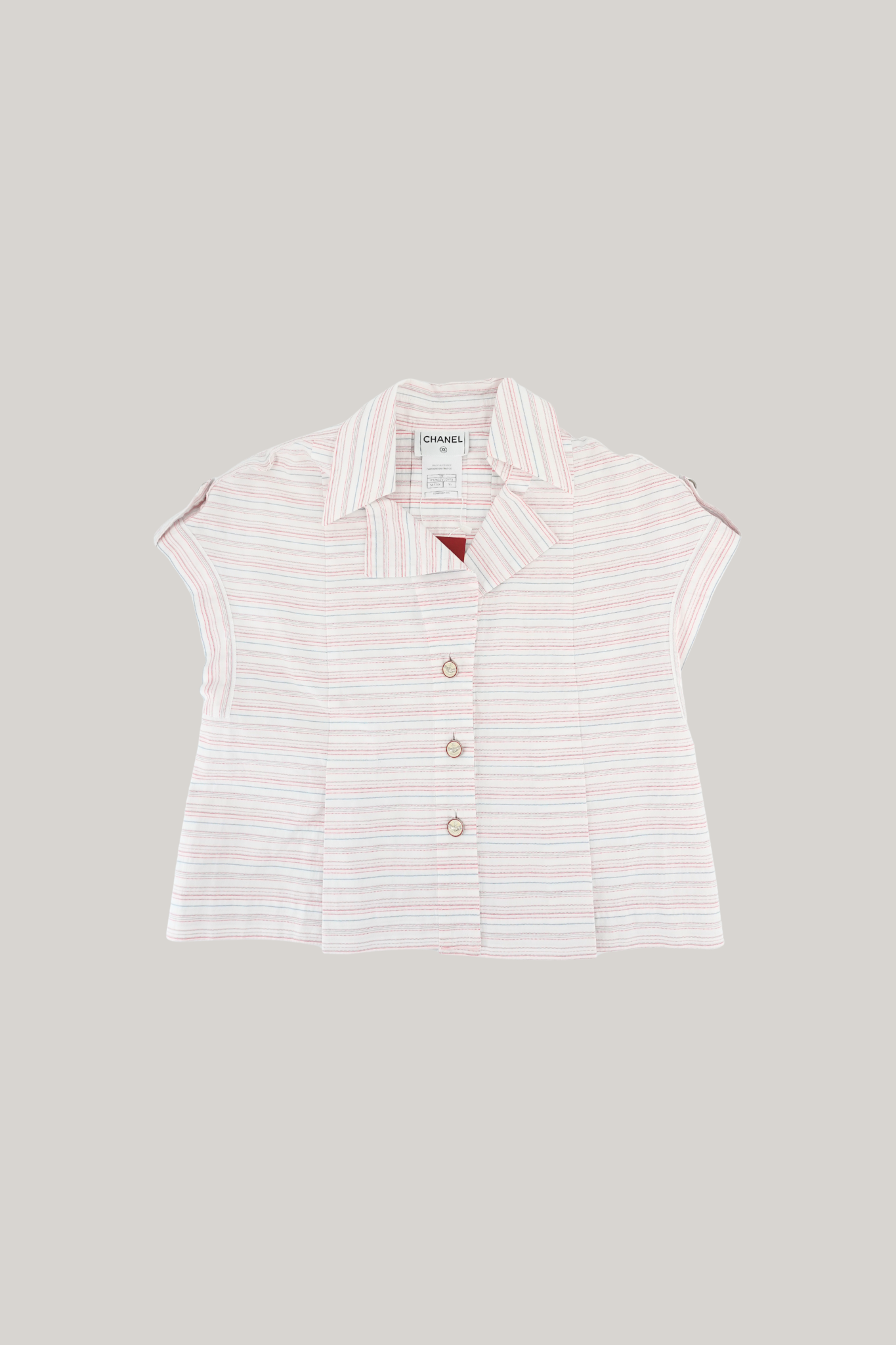 2008 Spring Chanel White Stripes Blouse (FR 36)