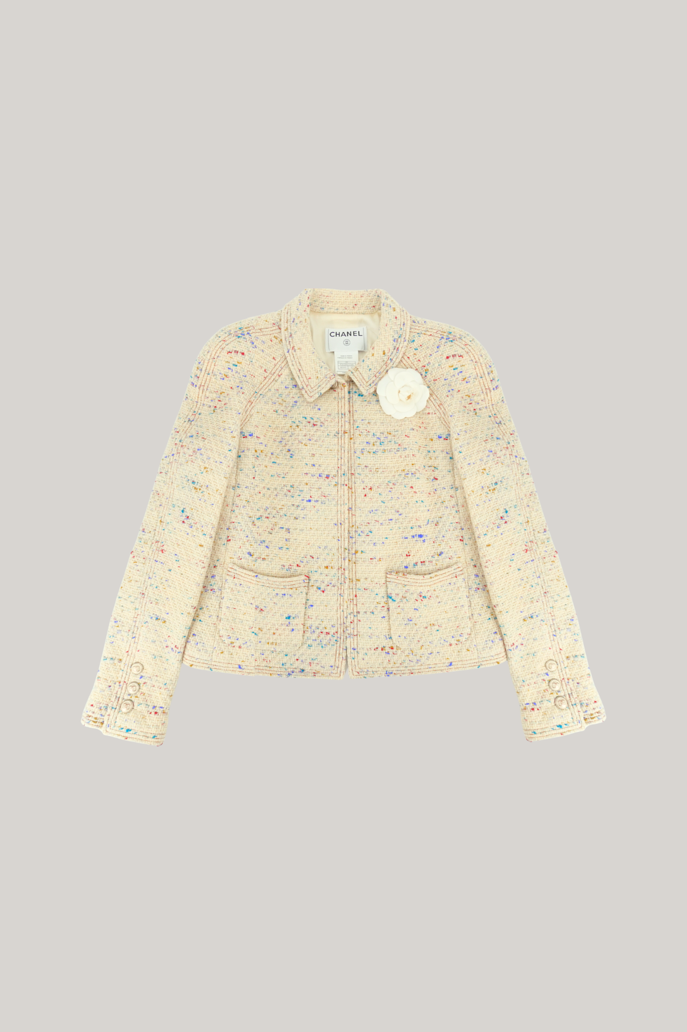 2003 Cruise Chanel Cream Multicolor Jacket (FR 42)