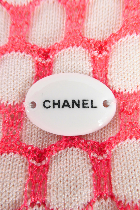 2013 Chanel Coral Pink Honeycomb Knit Drop-Waist Dress (FR 38)