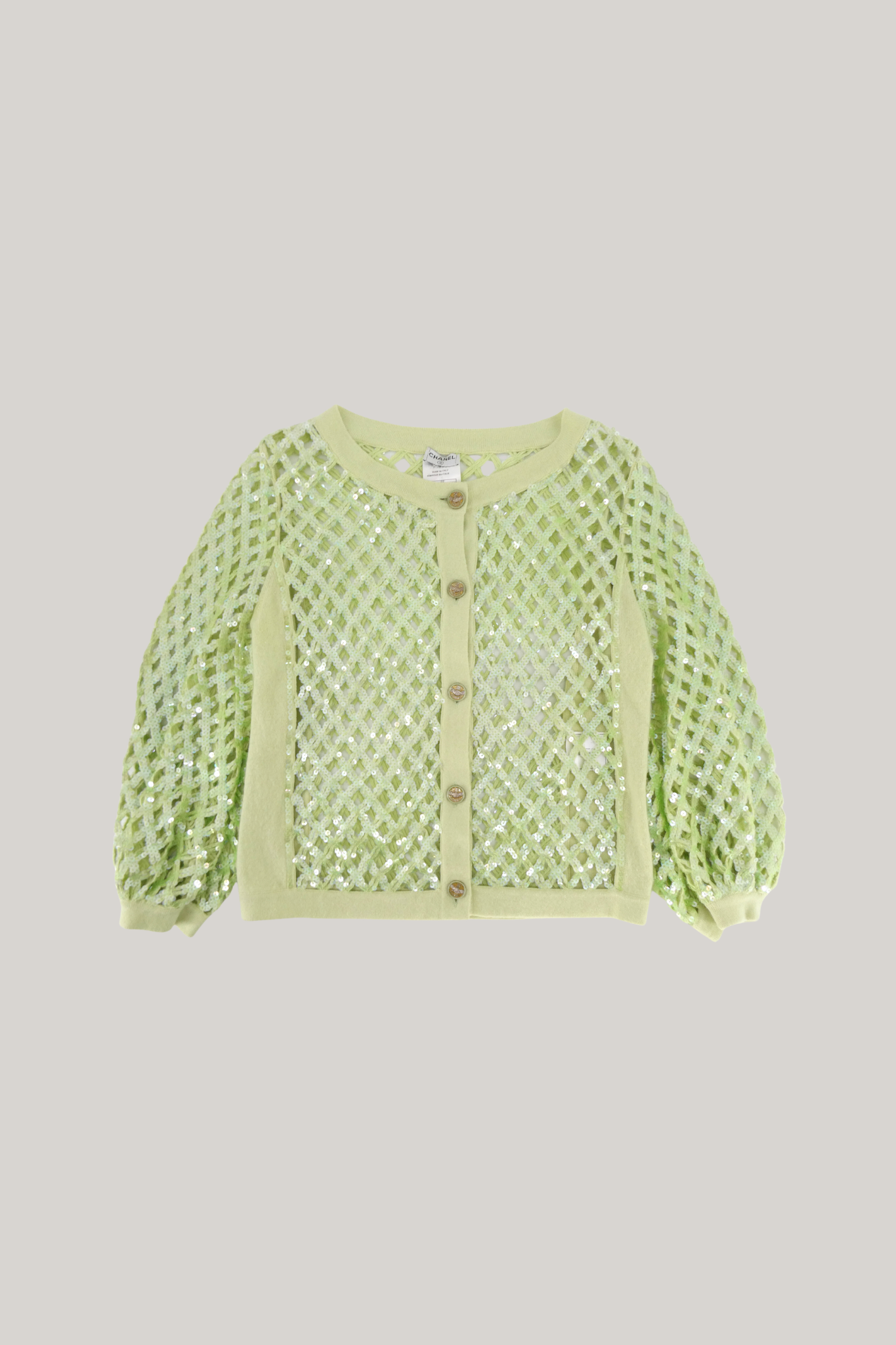 2008 Spring Chanel Green Sequin Cardigan (FR 38)