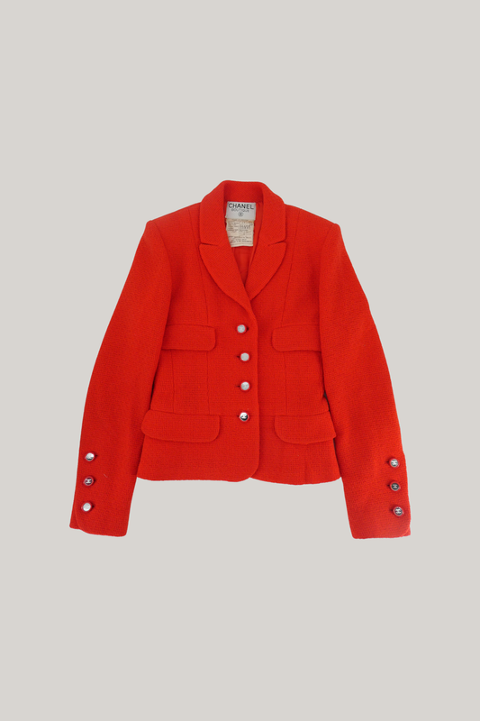 1995 Chanel Cruise Red Tweed Blazer (FR 36)