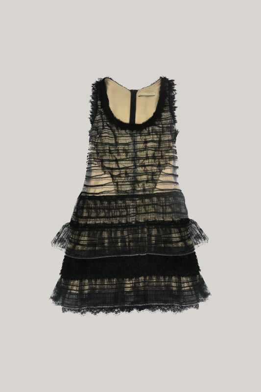 Balenciaga Black Lace Tiered Mini Dress (IT 42)