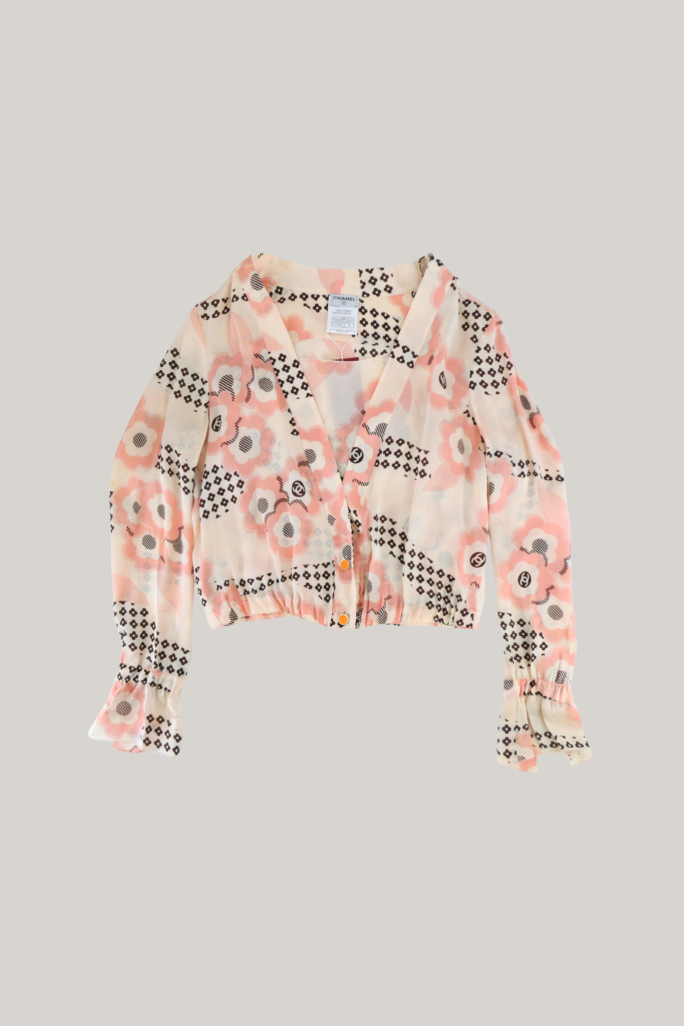 2005 Summer Chanel Silk Camellia Top (FR 36)