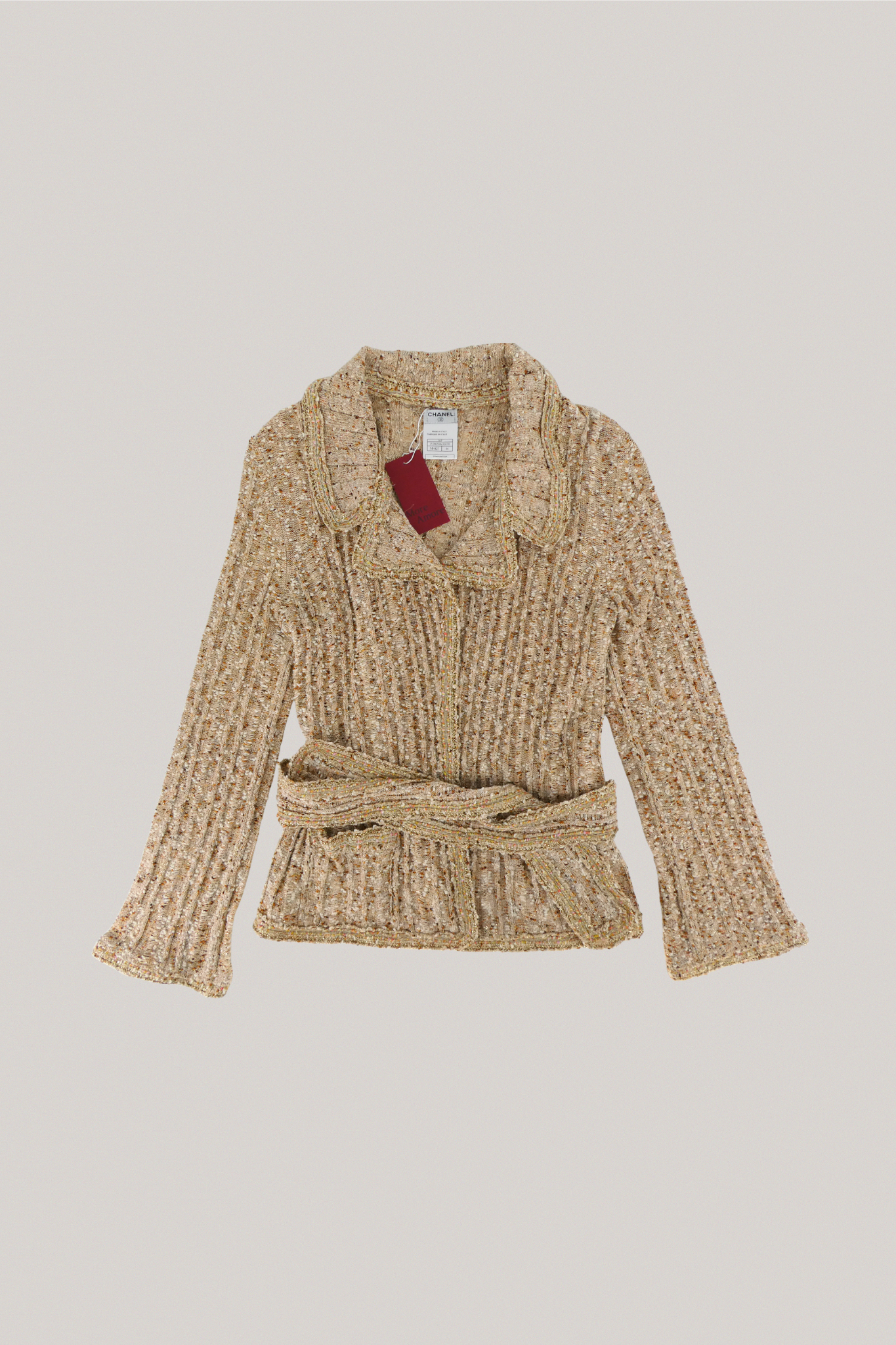 2006 Chanel Gold Belted Cardigan