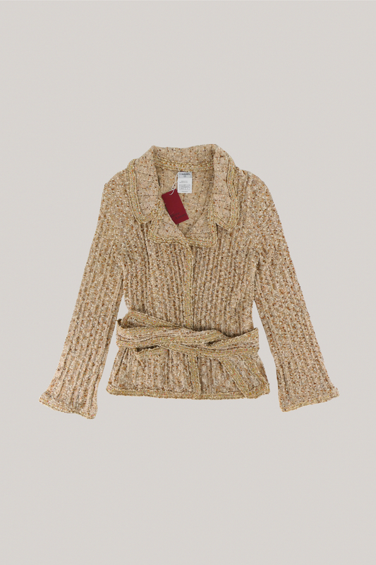 2006 Chanel Gold Belted Cardigan