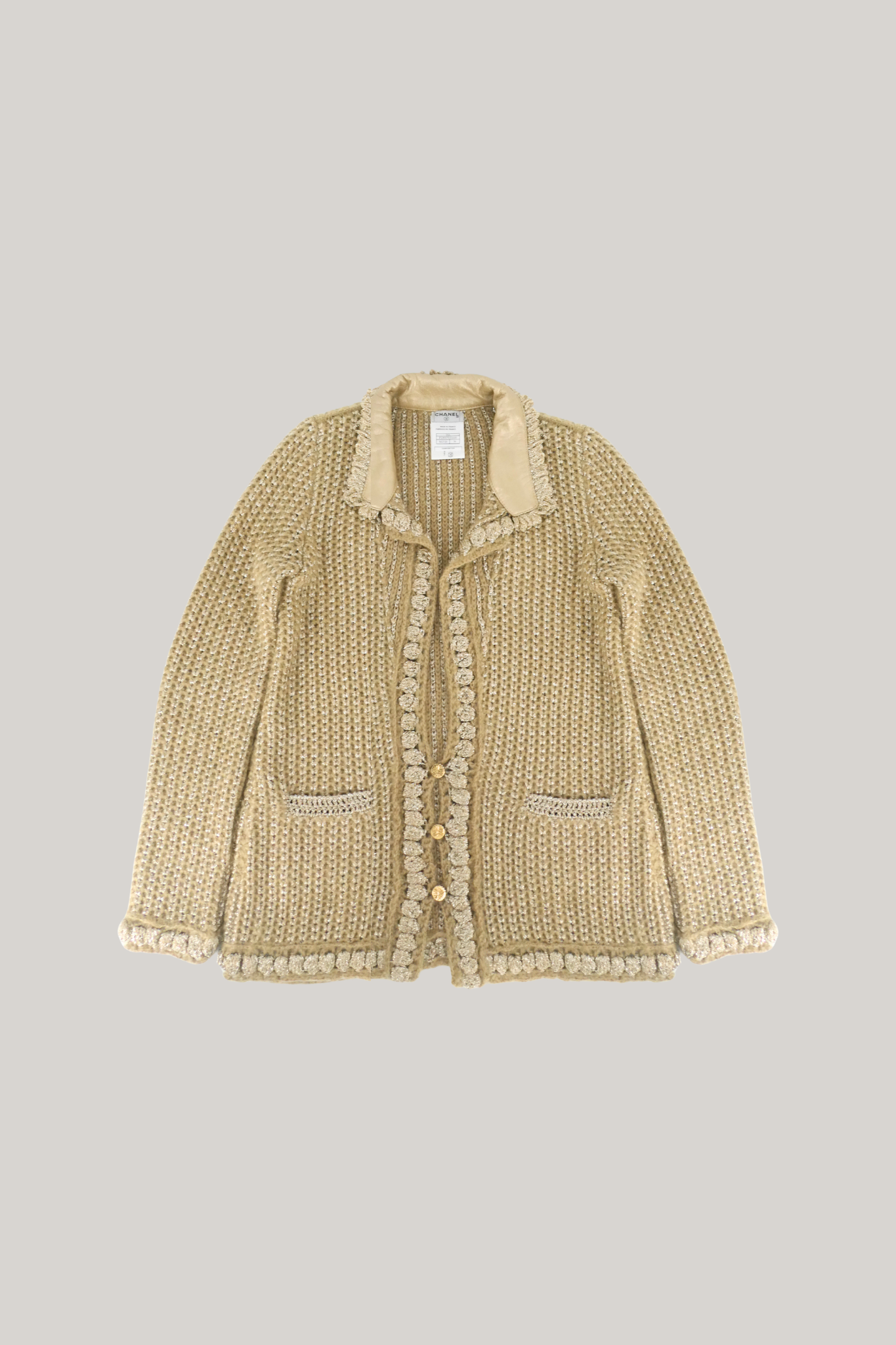 2004 Fall Chanel Gold Knitwear Cardigan (FR 38)