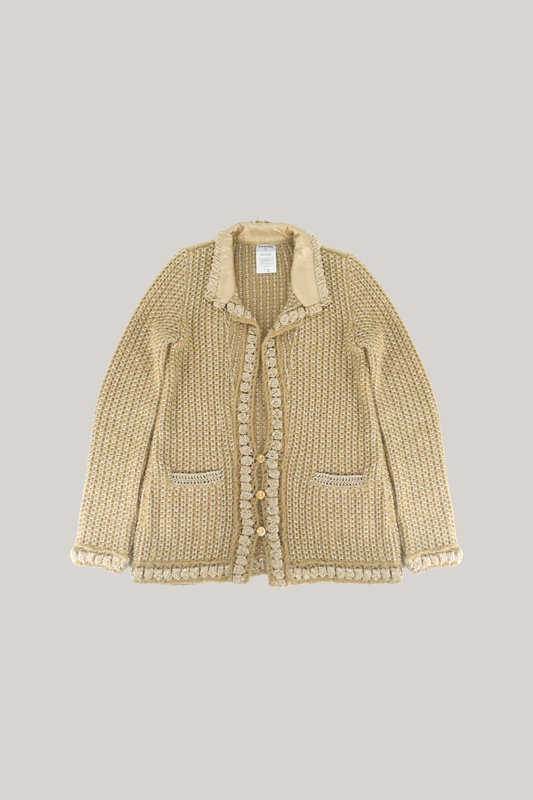 2004 Fall Chanel Gold Knitwear Cardigan (FR 38)