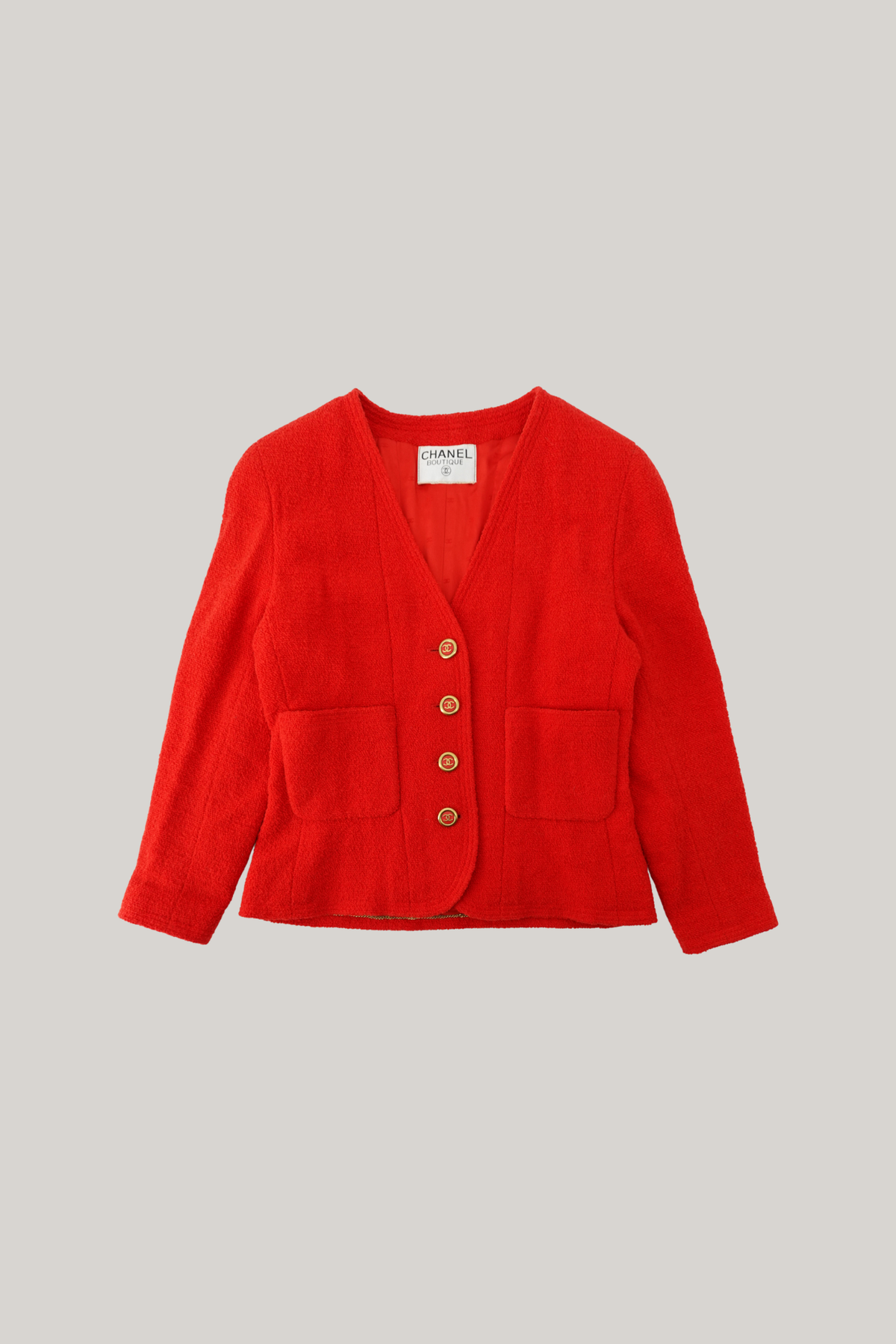 Vintage Chanel Red Tweed Jacket