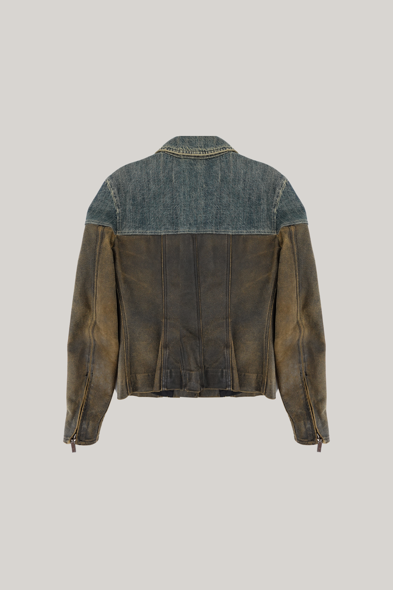 2000 Autumn Chanel Vintage Denim and Leather Jacket (FR 38)