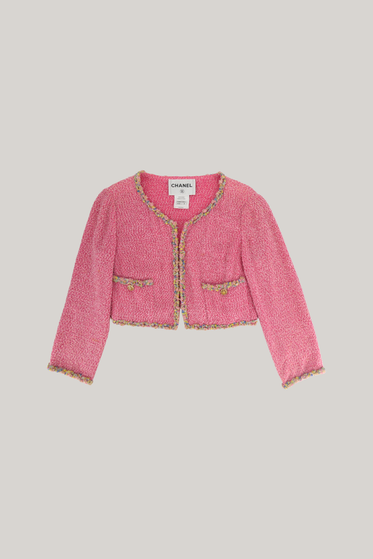 Chanel Cropped Pink Tweed Jacket