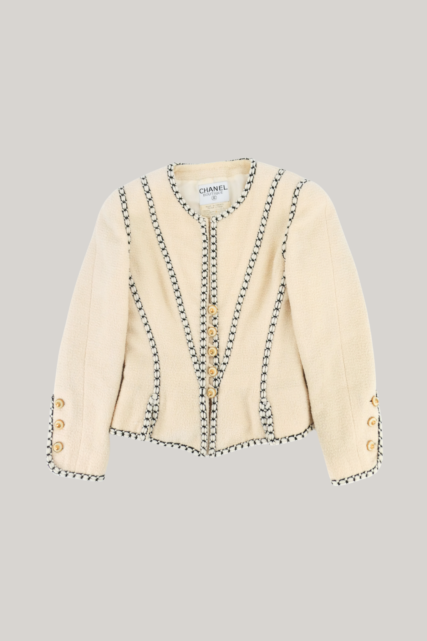 1993 Fall/Winter Chanel Vintage Cream Boucle Jacket