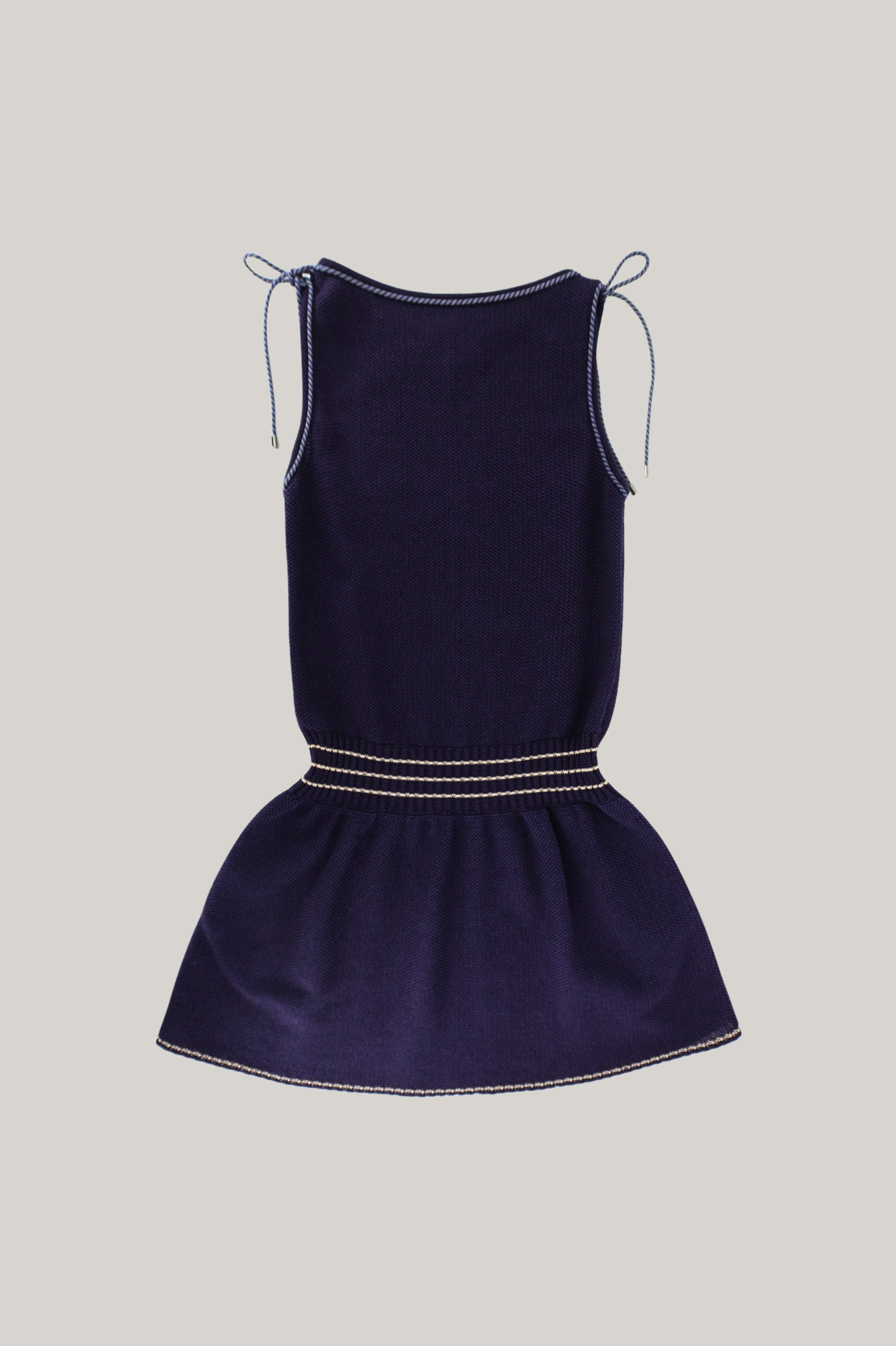 2015 Chanel Blue Cotton Knit Drop-Waist Dress (FR 38)