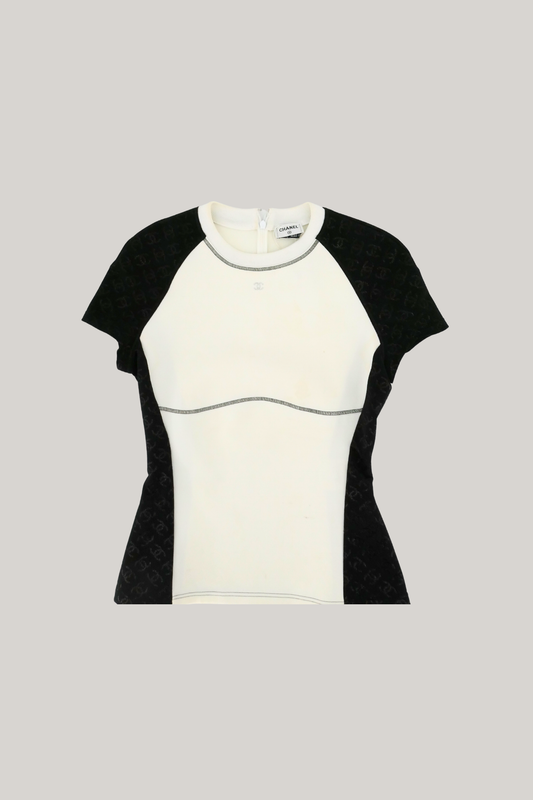 2024 Cruise Chanel Black & White Polyamide Top (FR 36)