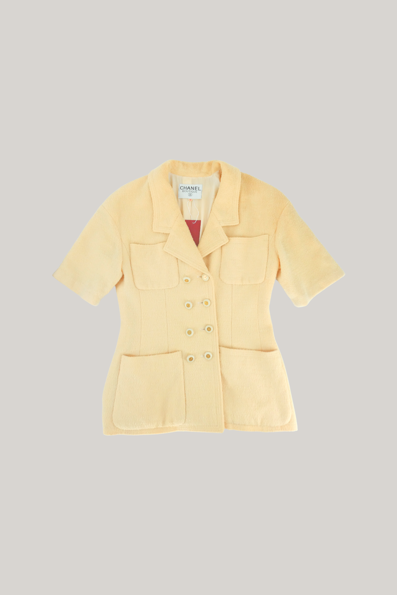 90s Chanel Yellow Tweed Top (FR 36)