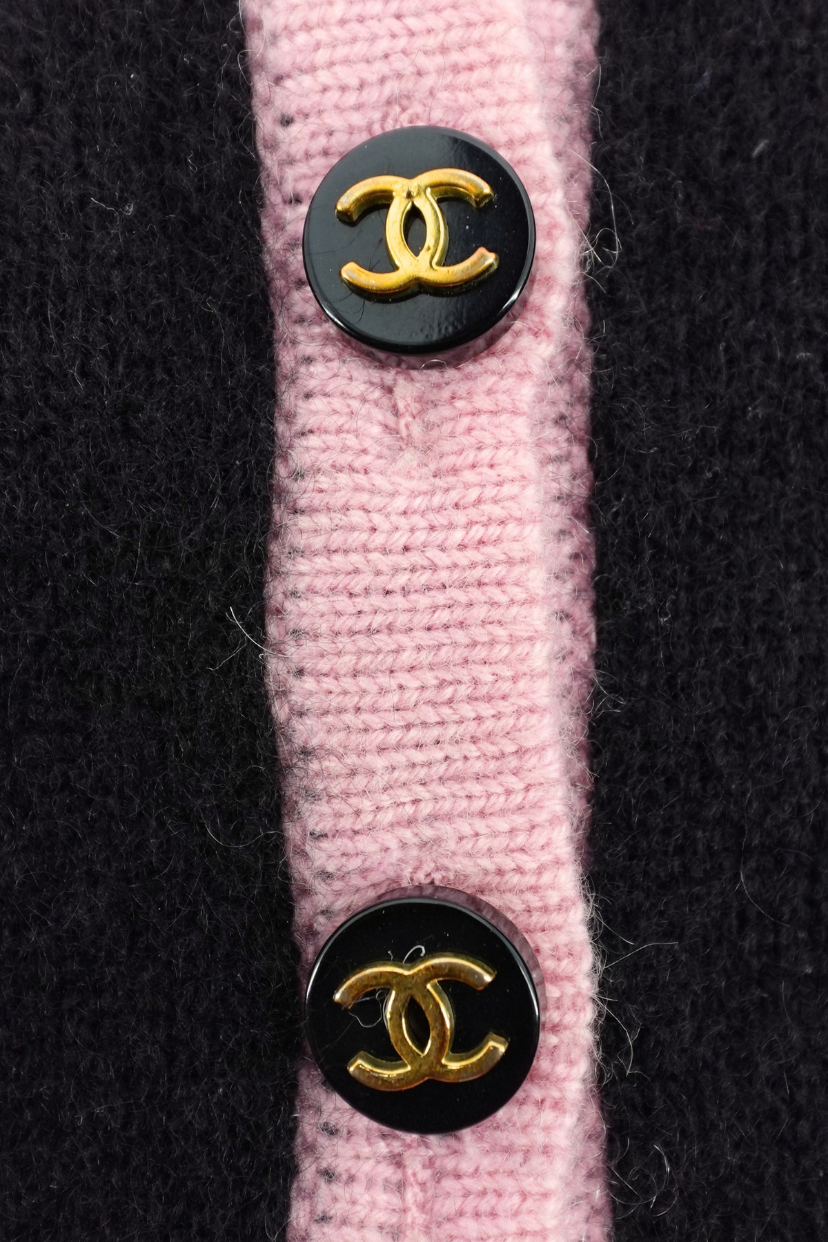 Vintage Chanel Black and Pink Cashmere Cardigan