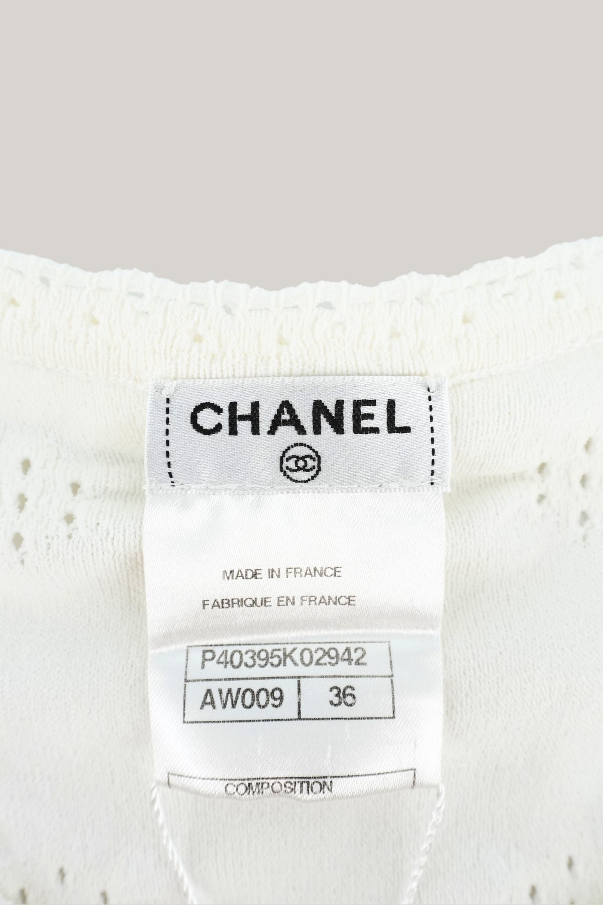2011 Chanel White Eyelet Cardigan (FR 36)