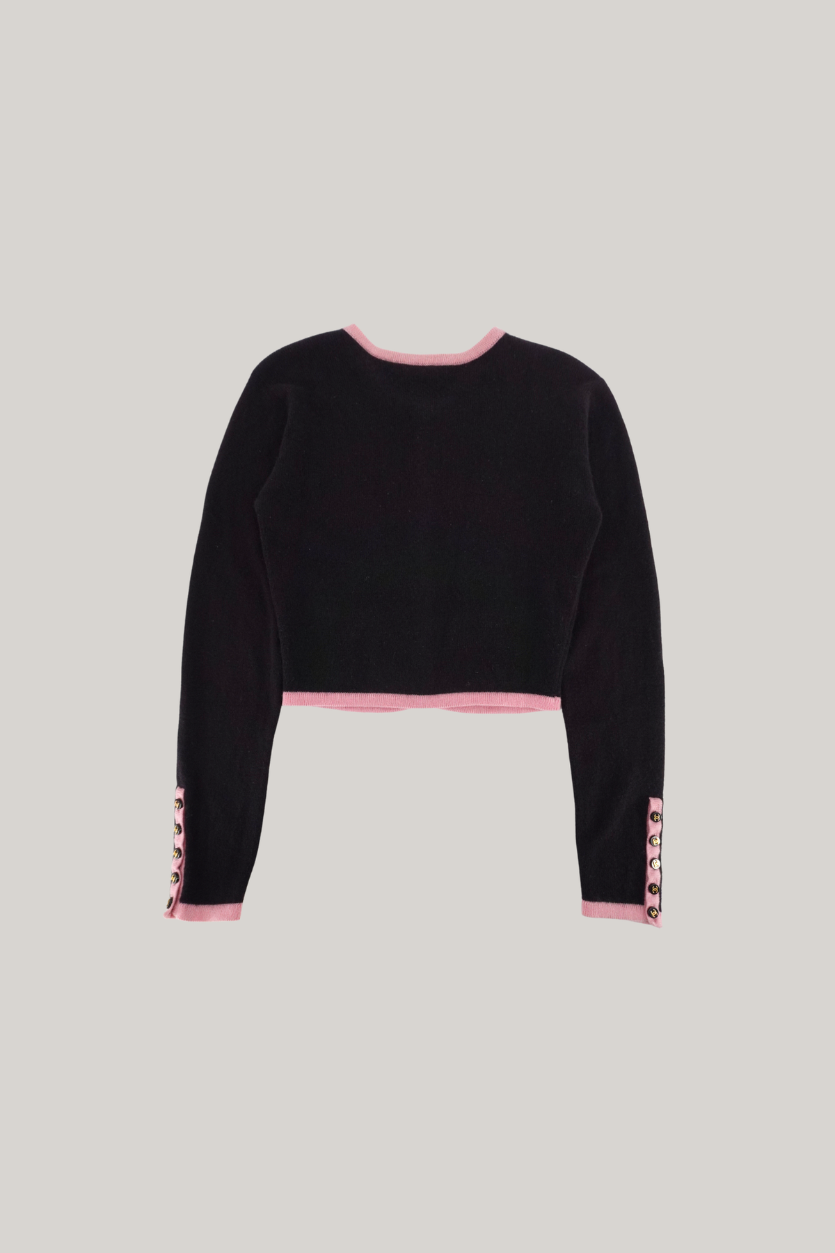 Vintage Chanel Black and Pink Cashmere Cardigan