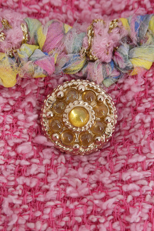 Chanel Cropped Pink Tweed Jacket