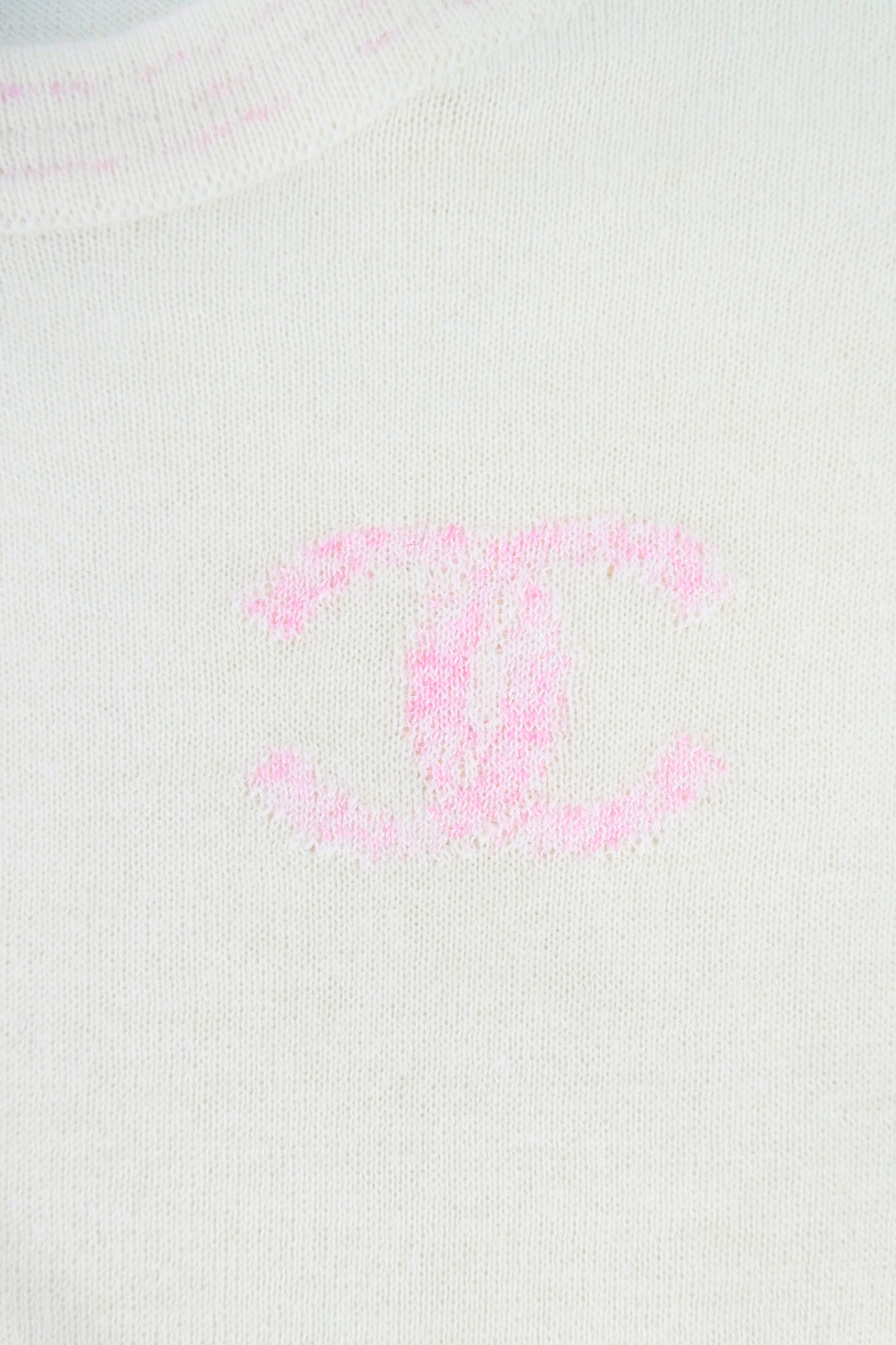 2006 Cruise Chanel Cream & Pink CC Print Tee (FR 42)