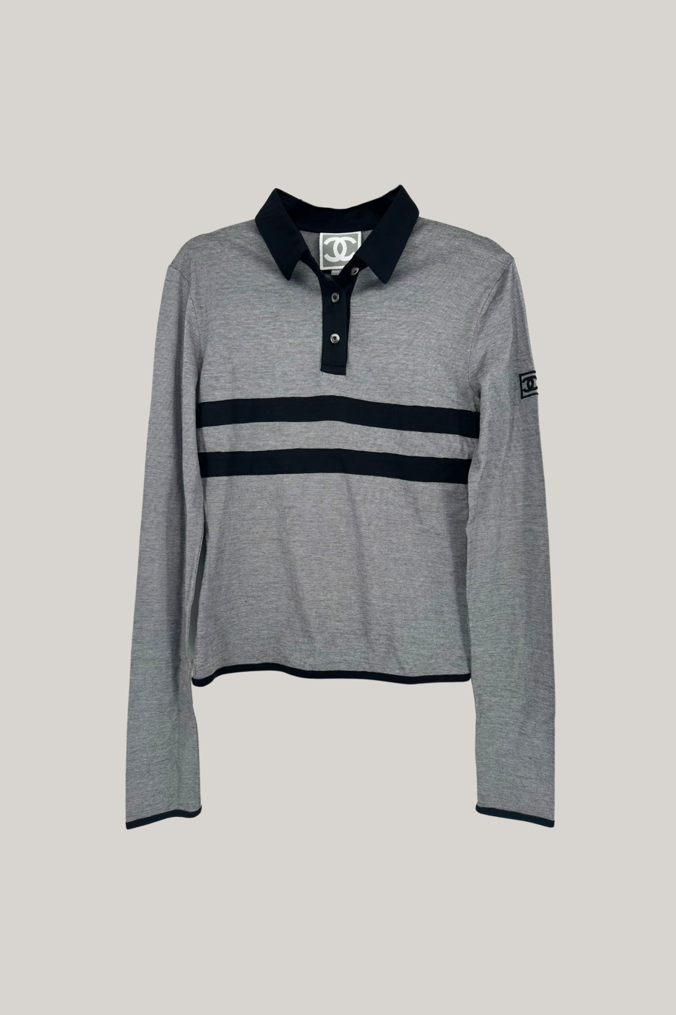 Chanel Grey Stripes Polo Shirt (FR 38)