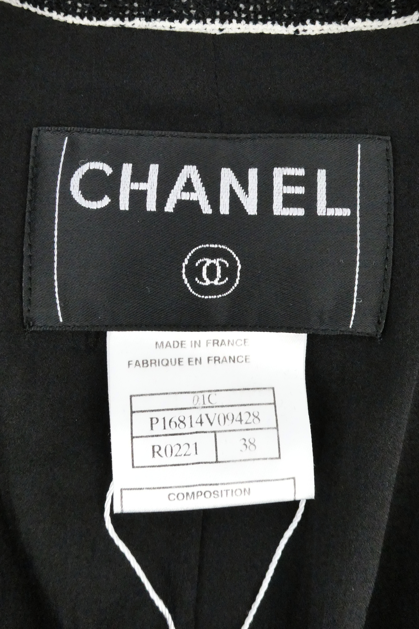 2001 Cruise Chanel Black Tweed Sequin Stripe Jacket (FR 38)