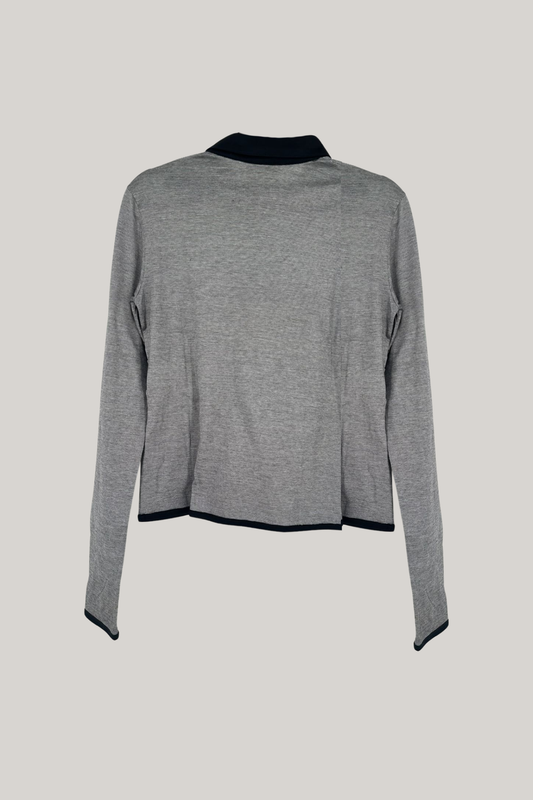 Chanel Grey Stripes Polo Shirt (FR 38)