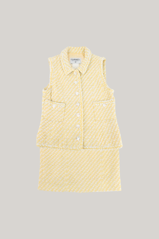 1996 Chanel Cruise Yellow Sleeveless Skirt Set (FR 34)