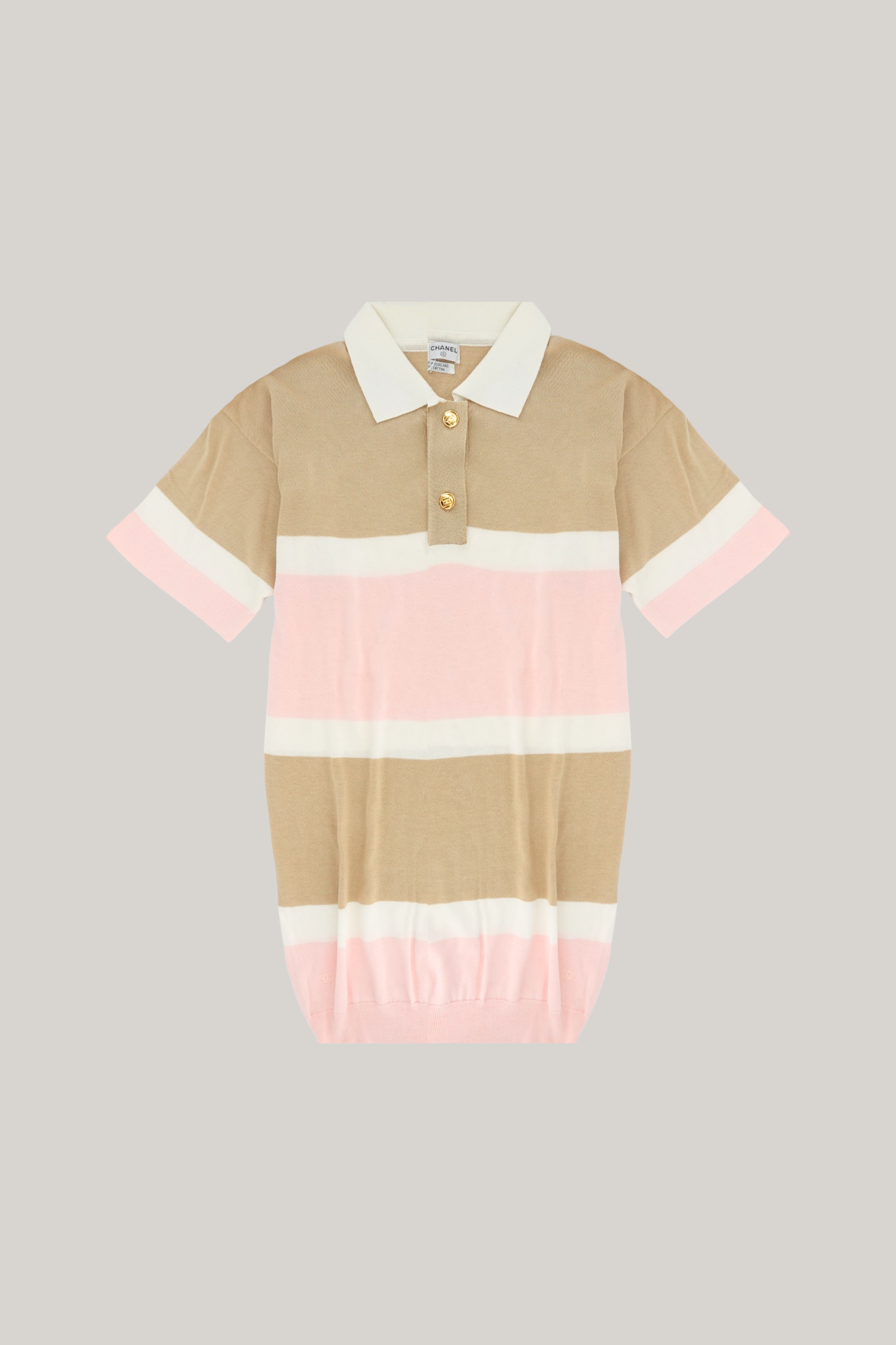 Vintage Chanel Multicolor Striped Polo Shirt Dress