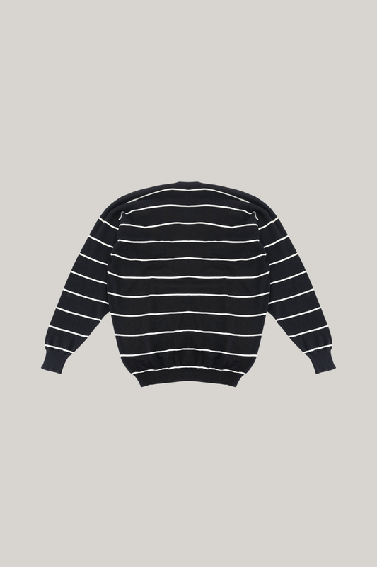 1996 Chanel Navy & White Striped Knitwear Cardigan