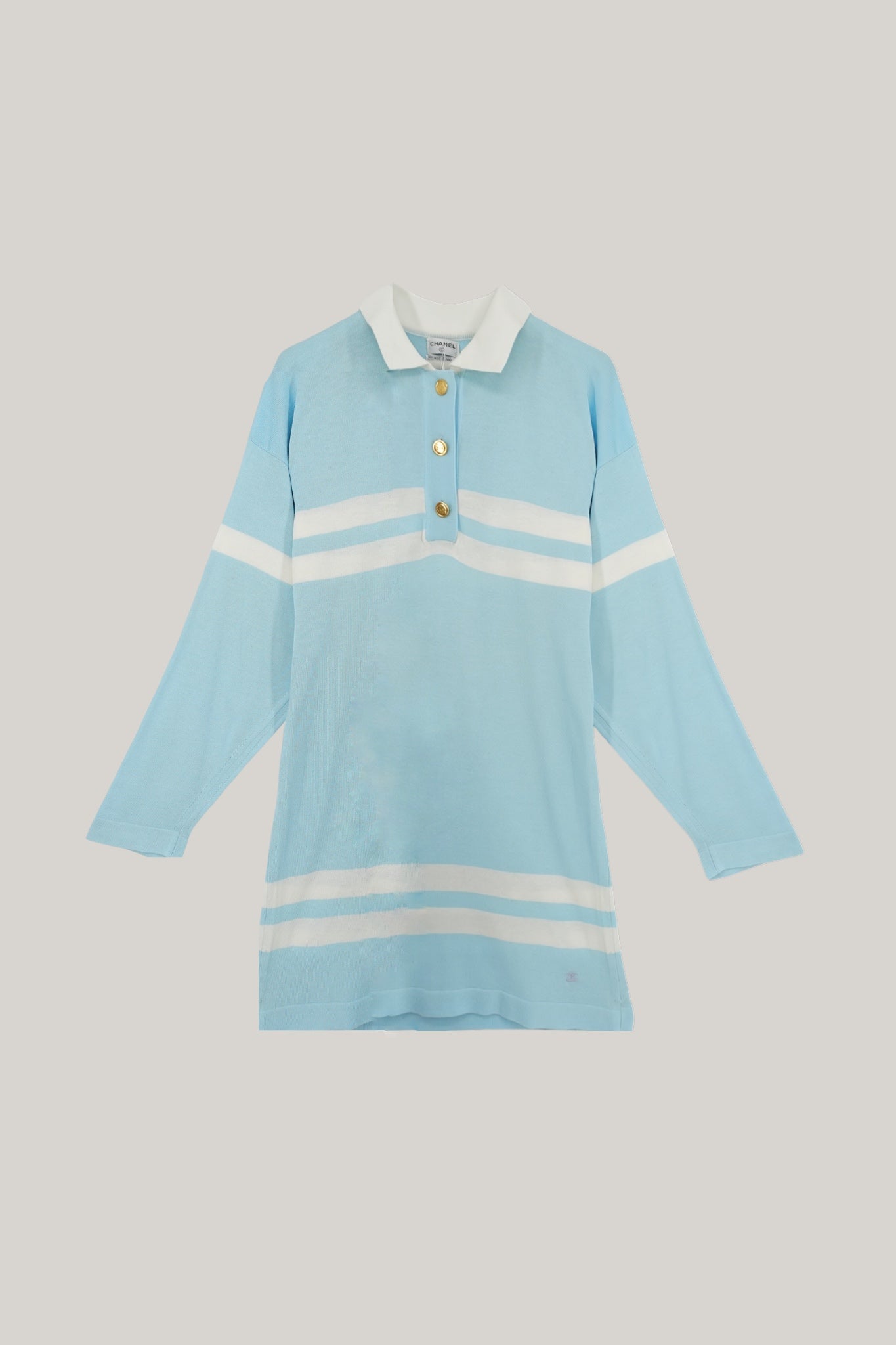 Vintage Chanel Blue & White Stripes Polo Shirt Dress