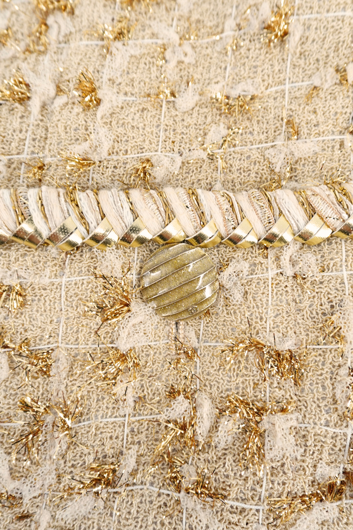 2019 Chanel Gold Short Sleeve Tweed Jacket (FR 34)