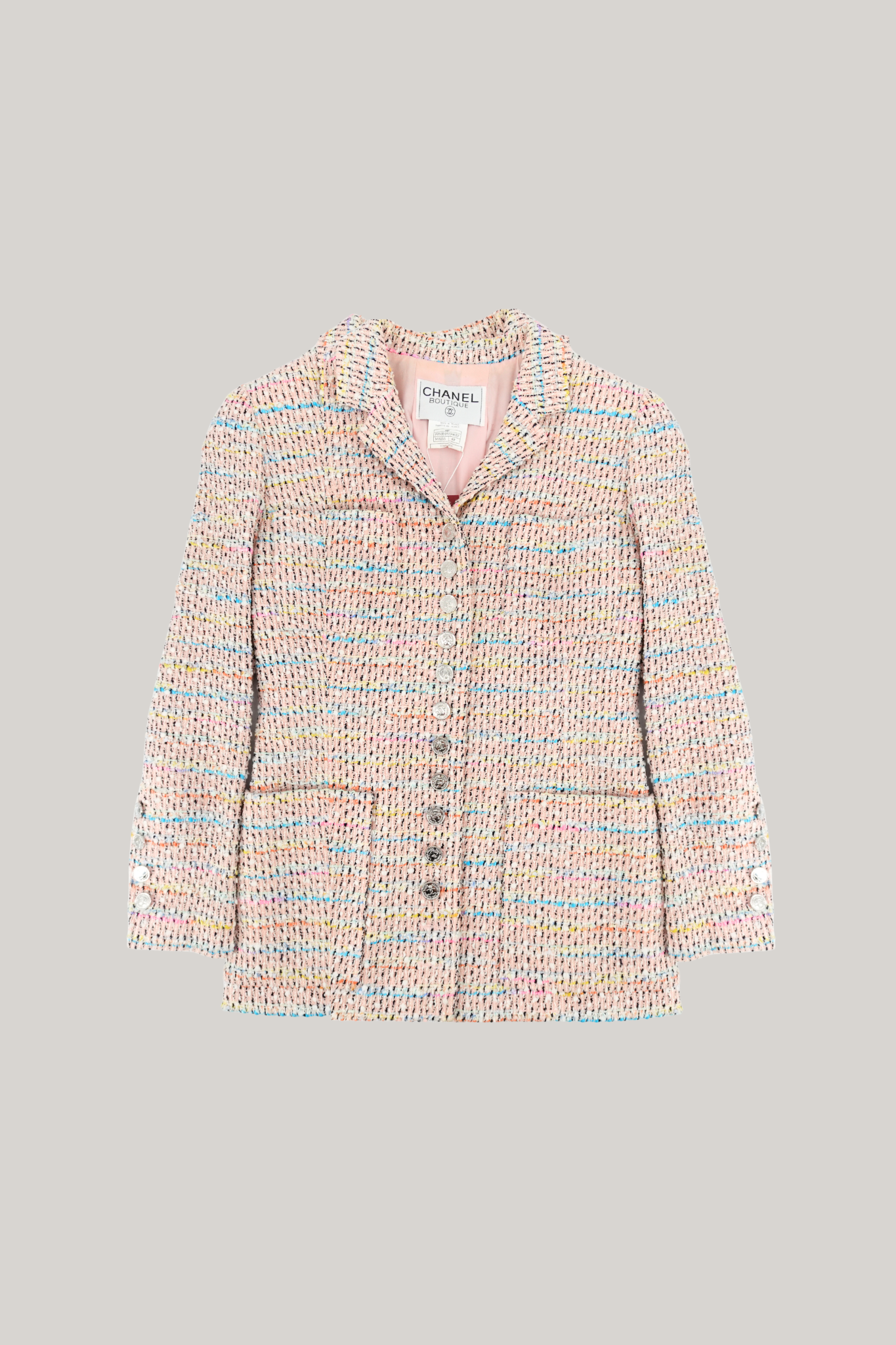 1996 Spring Chanel Pink Multicolor Jacket (FR 40)