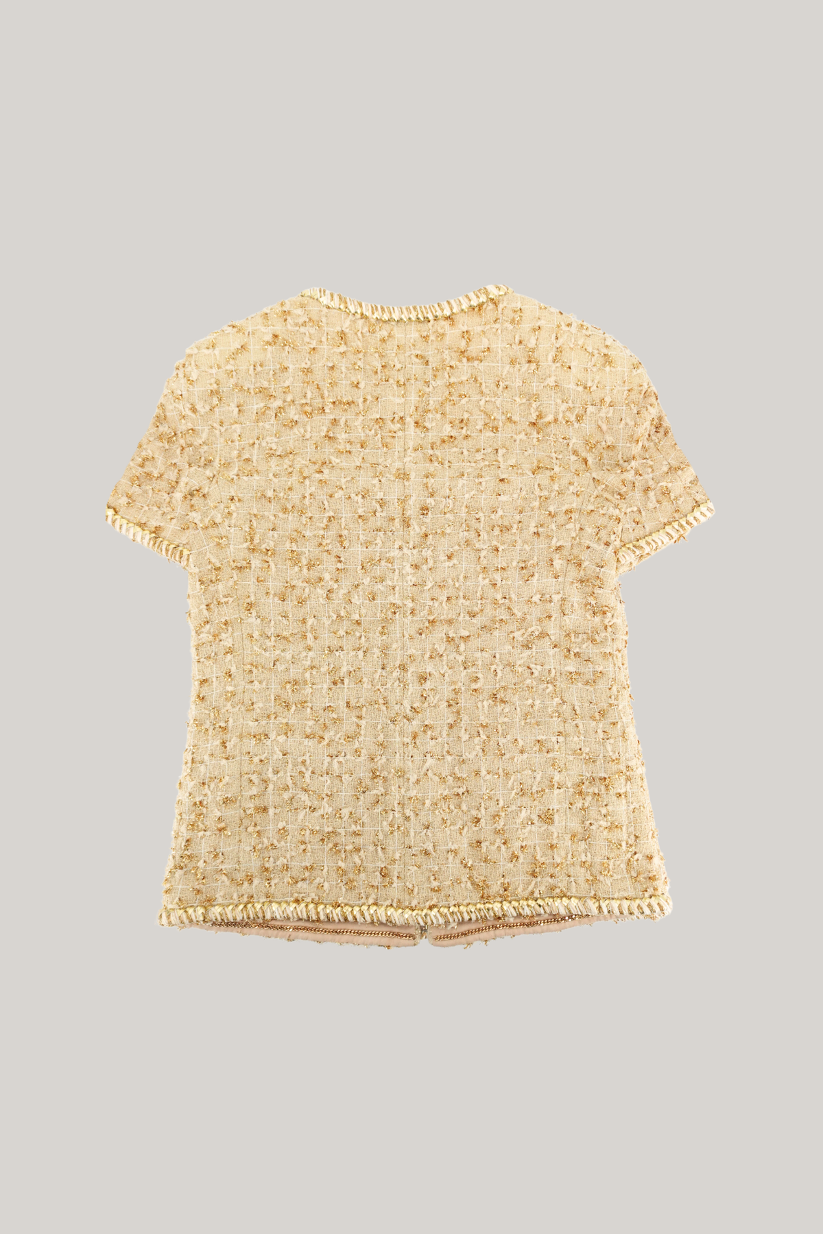 2019 Chanel Gold Short Sleeve Tweed Jacket (FR 34)