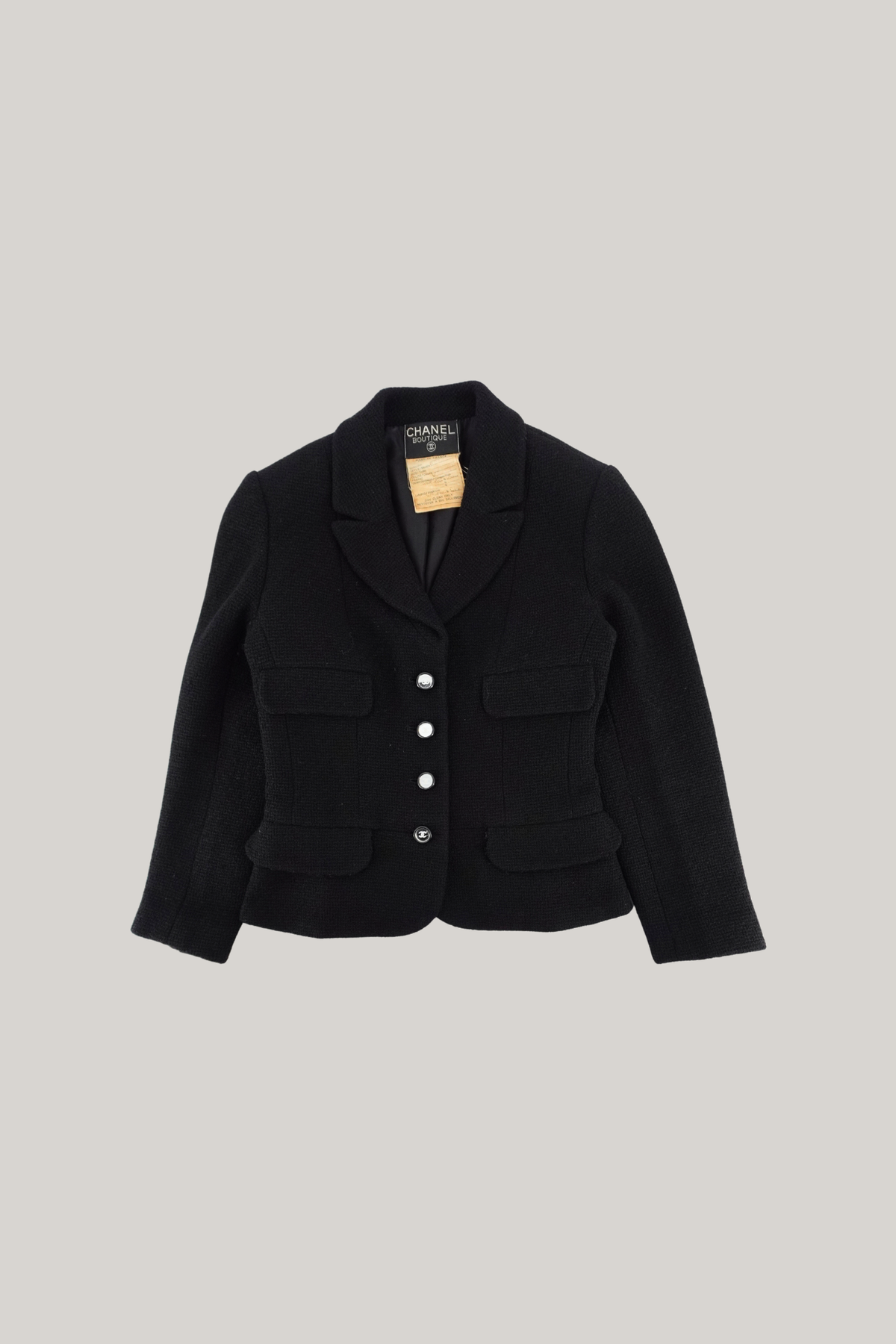 1995 Cruise Chanel Black Jacket with Mirror Buttons