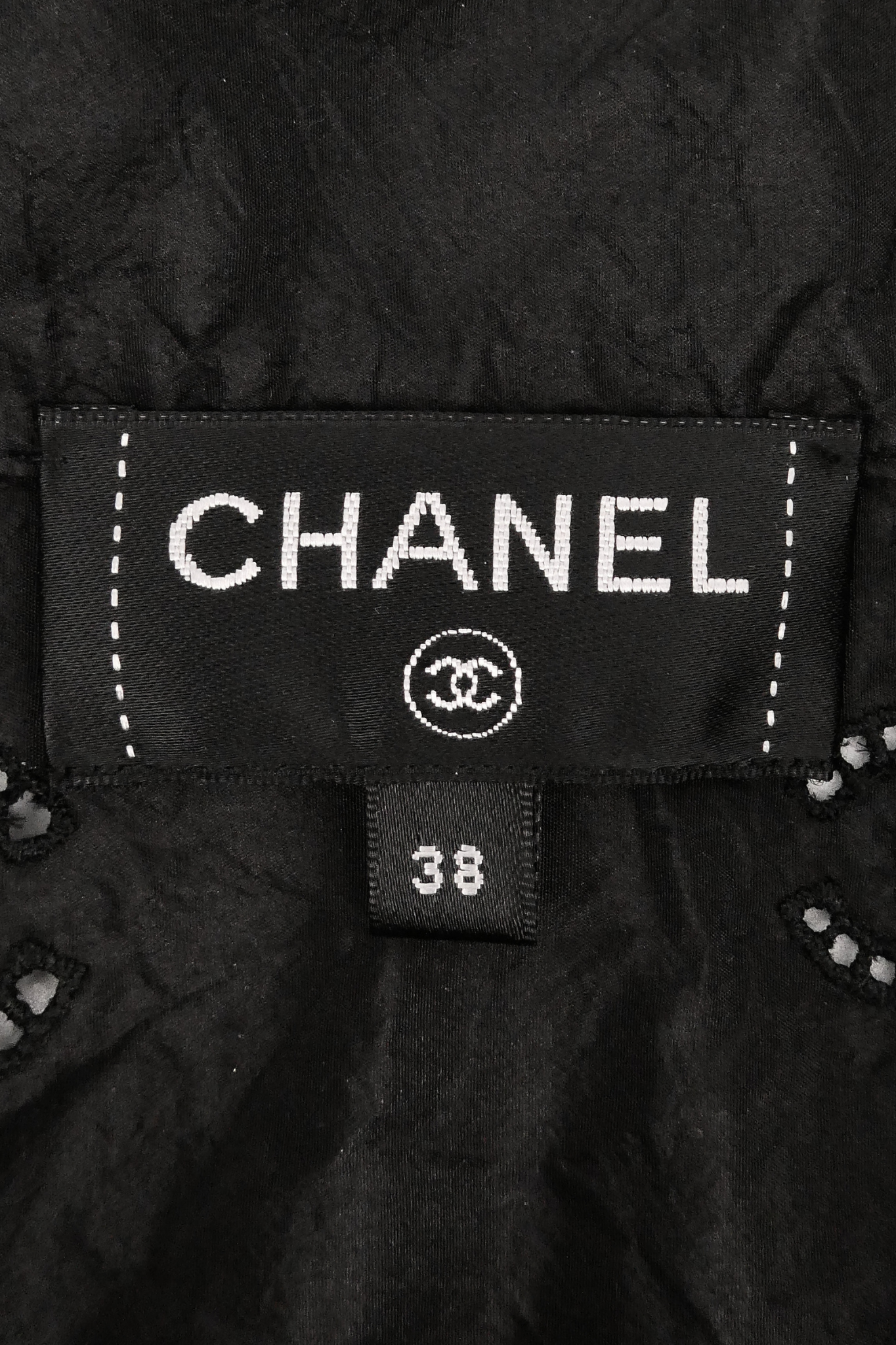 Chanel Black CC Embroidered Silk Sleeveless Top (FR38)