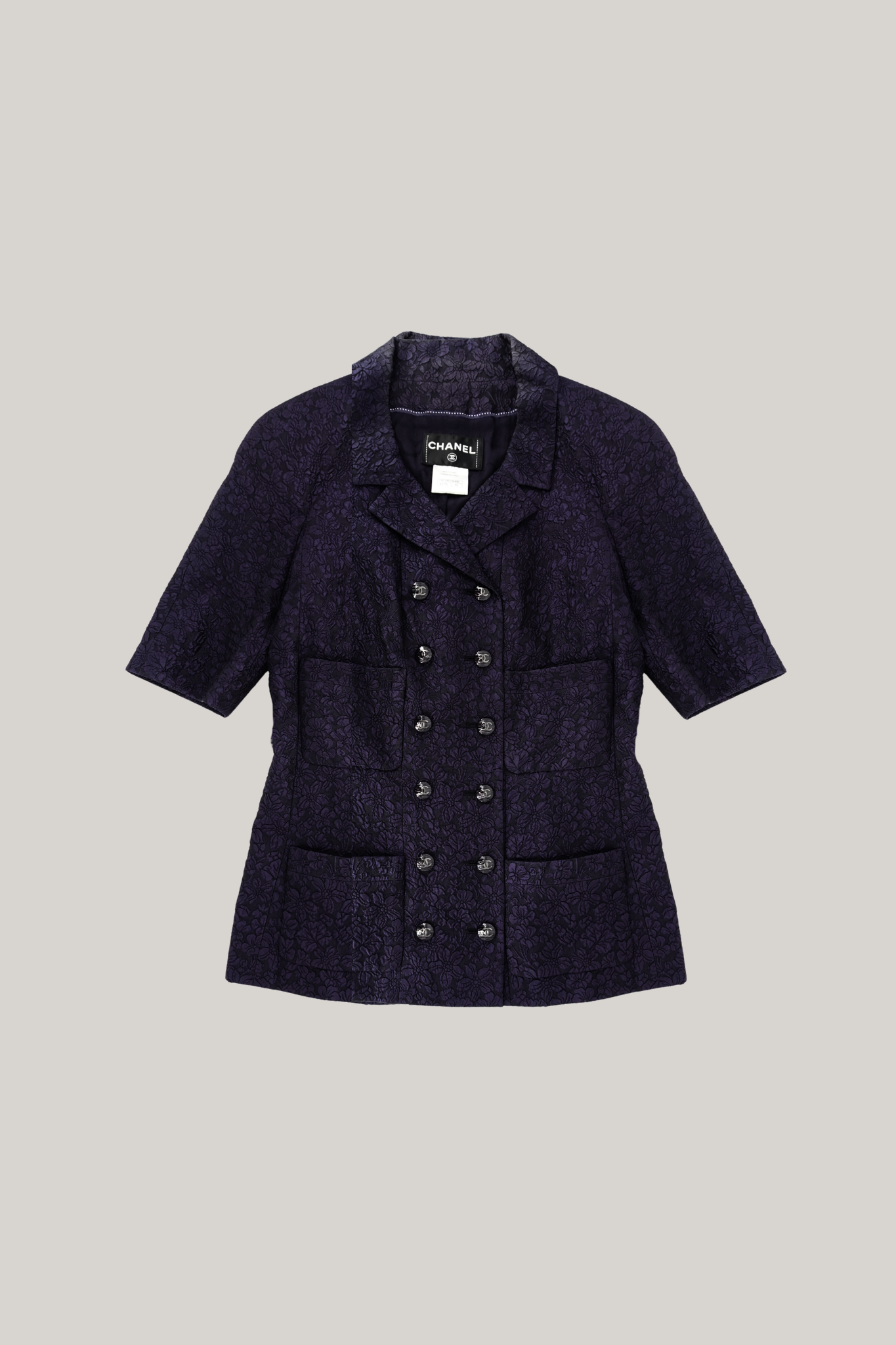 Chanel Navy Floral Jacquard Blazer (FR 42)